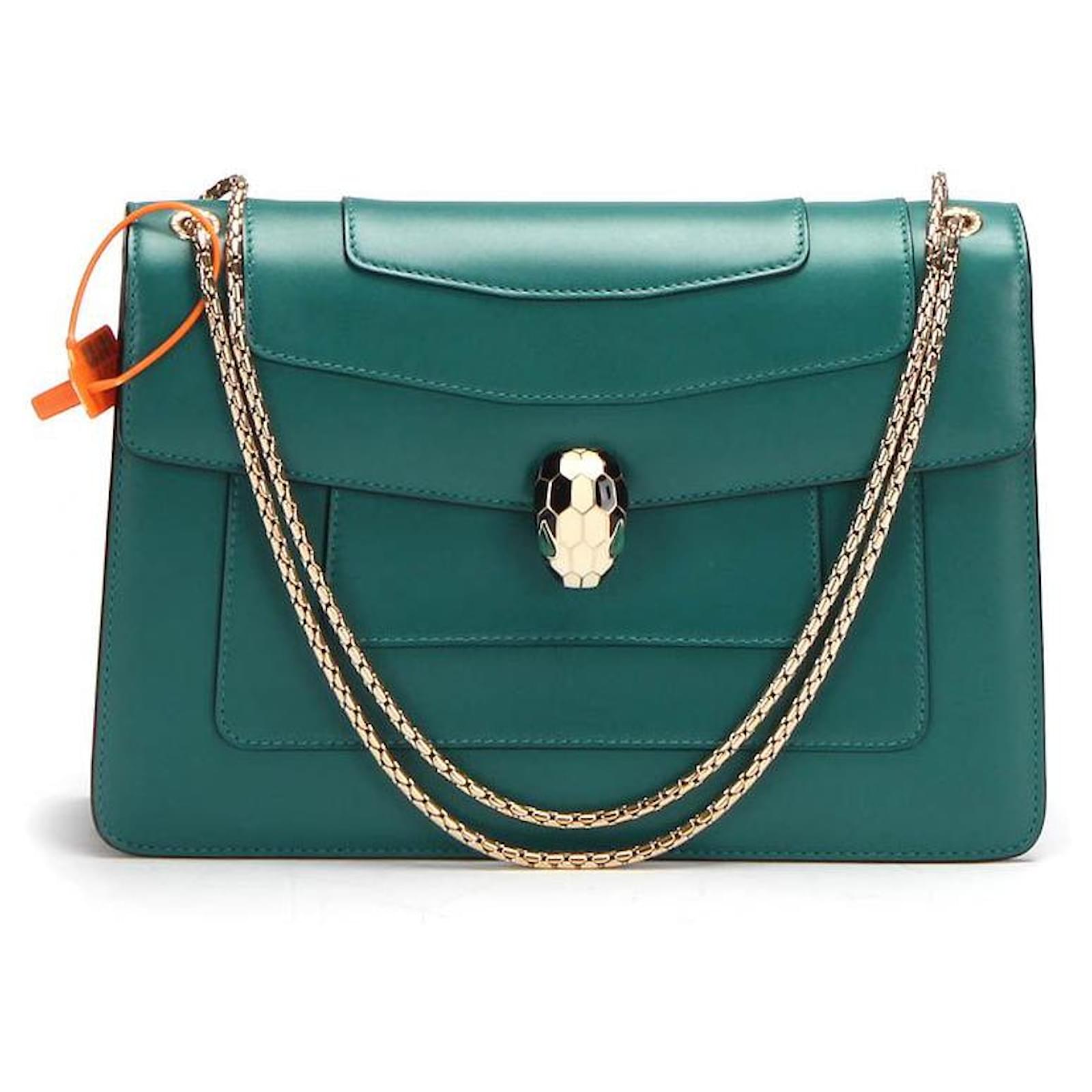 Bulgari Bolso bandolera Bvlgari Serpenti Forever Leather en piel de becerro  verde Cuero  - Joli Closet