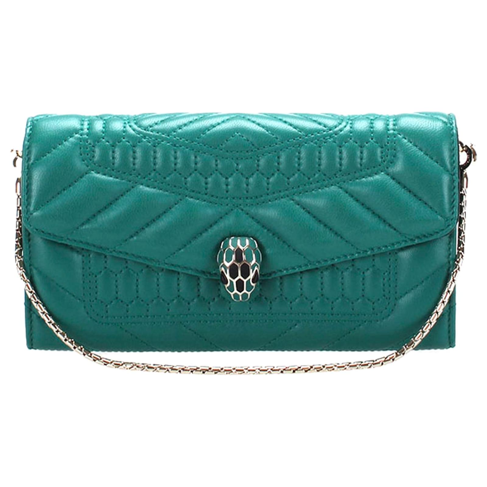 Bvlgari Serpenti Forever Wallet in Emerald Green with chain