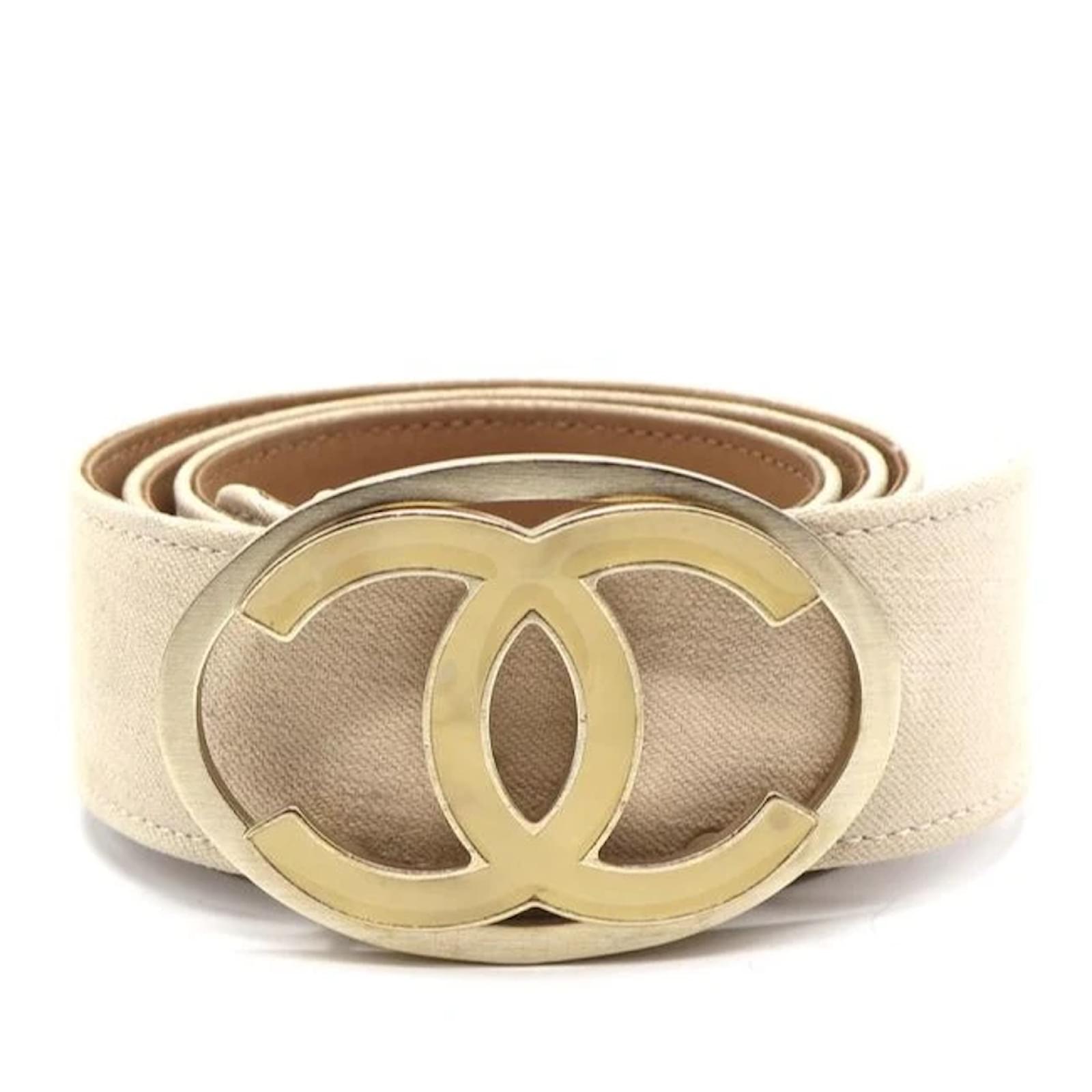Chanel White Denim CC Gold Buckle Size 80/32 Belt Multiple colors  ref.391805 - Joli Closet