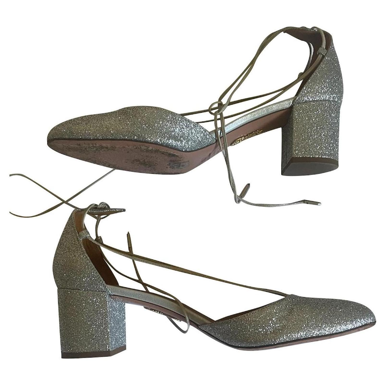 Aquazzura Tacones Plata Cuero ref.391972 - Joli Closet