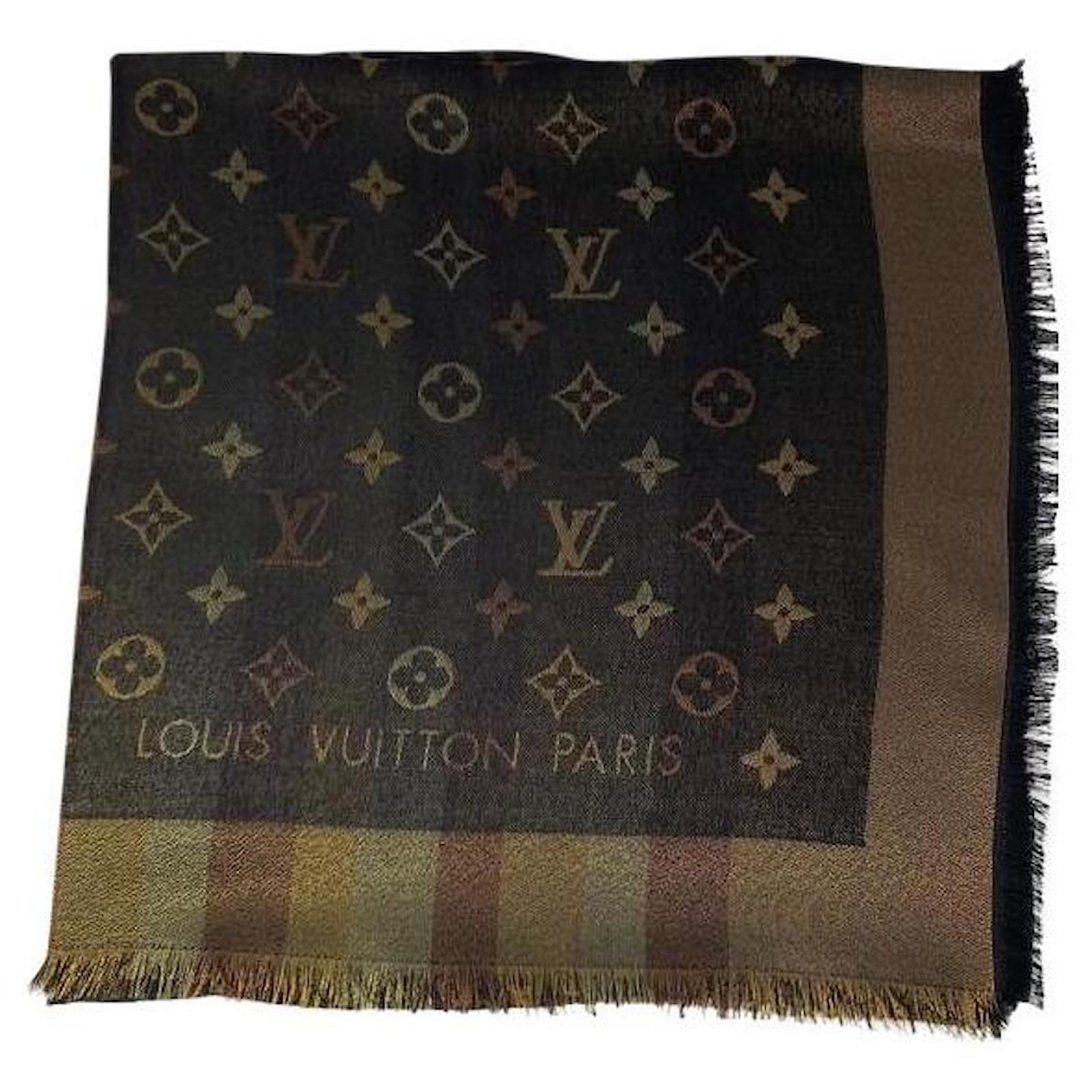 Monogramma Louis Vuitton nero scialle tono su tono in seta