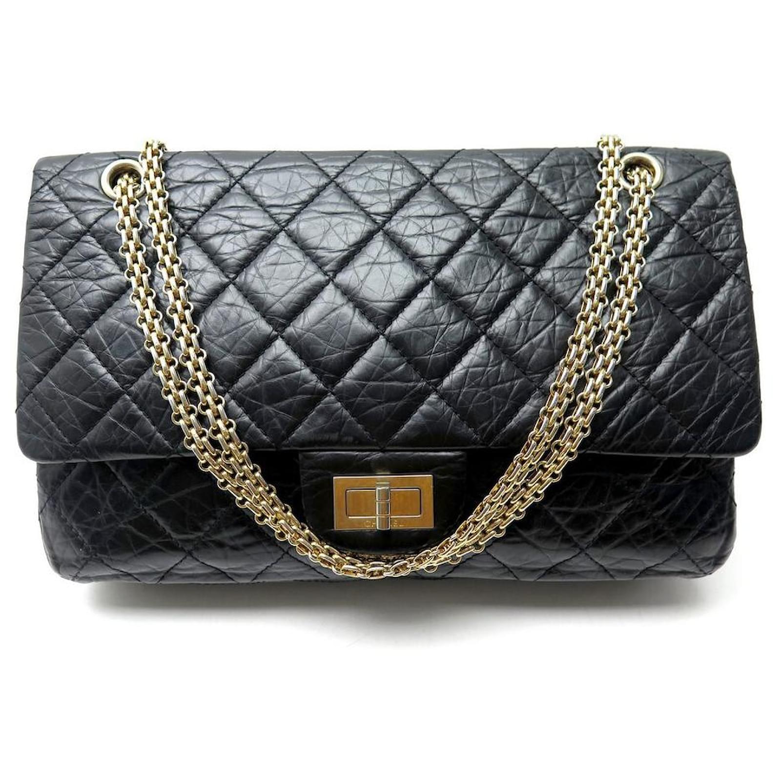 CHANEL LARGE HANDBAG 2.55 JUMBO A37587 BLACK QUILTED LEATHER BIRTHDAY ...