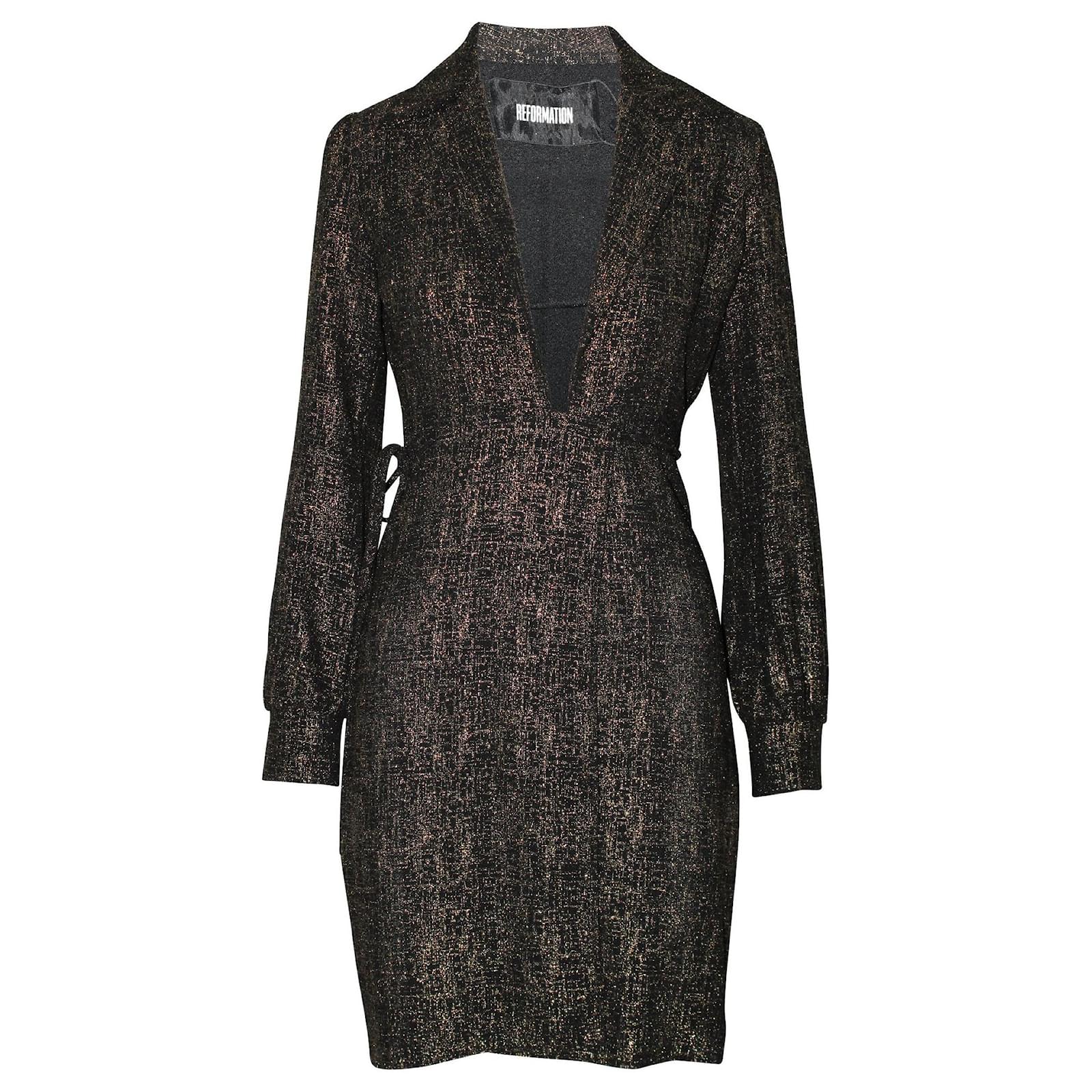reformation metallic dress Reformation NWT Sz S roxbury metallic silver long sleeve draped mini dress