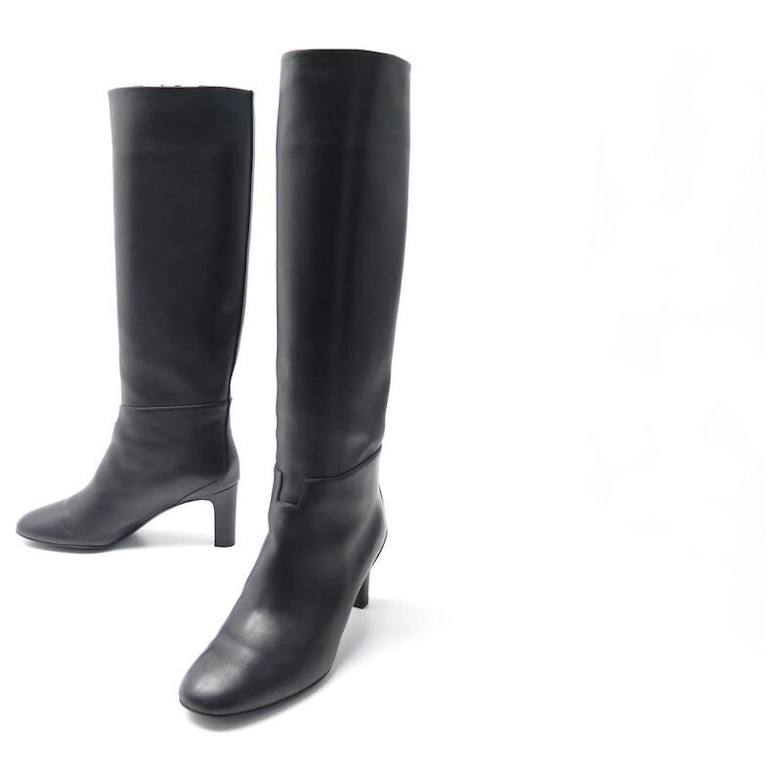 Hermès ZAPATOS HERMES BOTAS JUDY 38.5 142024ZAPATOS PIEL NEGRA + BOTAS CAJA  ZAPATOS Negro Cuero ref.392206 - Joli Closet