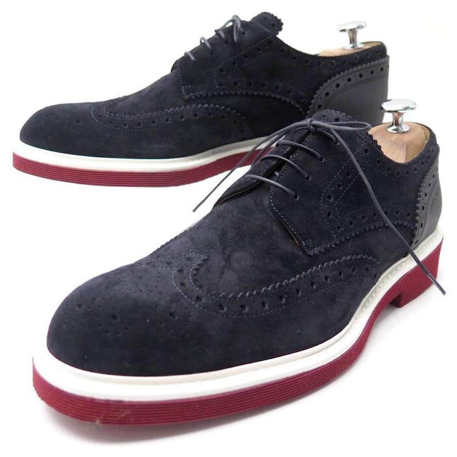 Neu Louis Vuitton Herren Schuhe Derby Burgundy/Blau