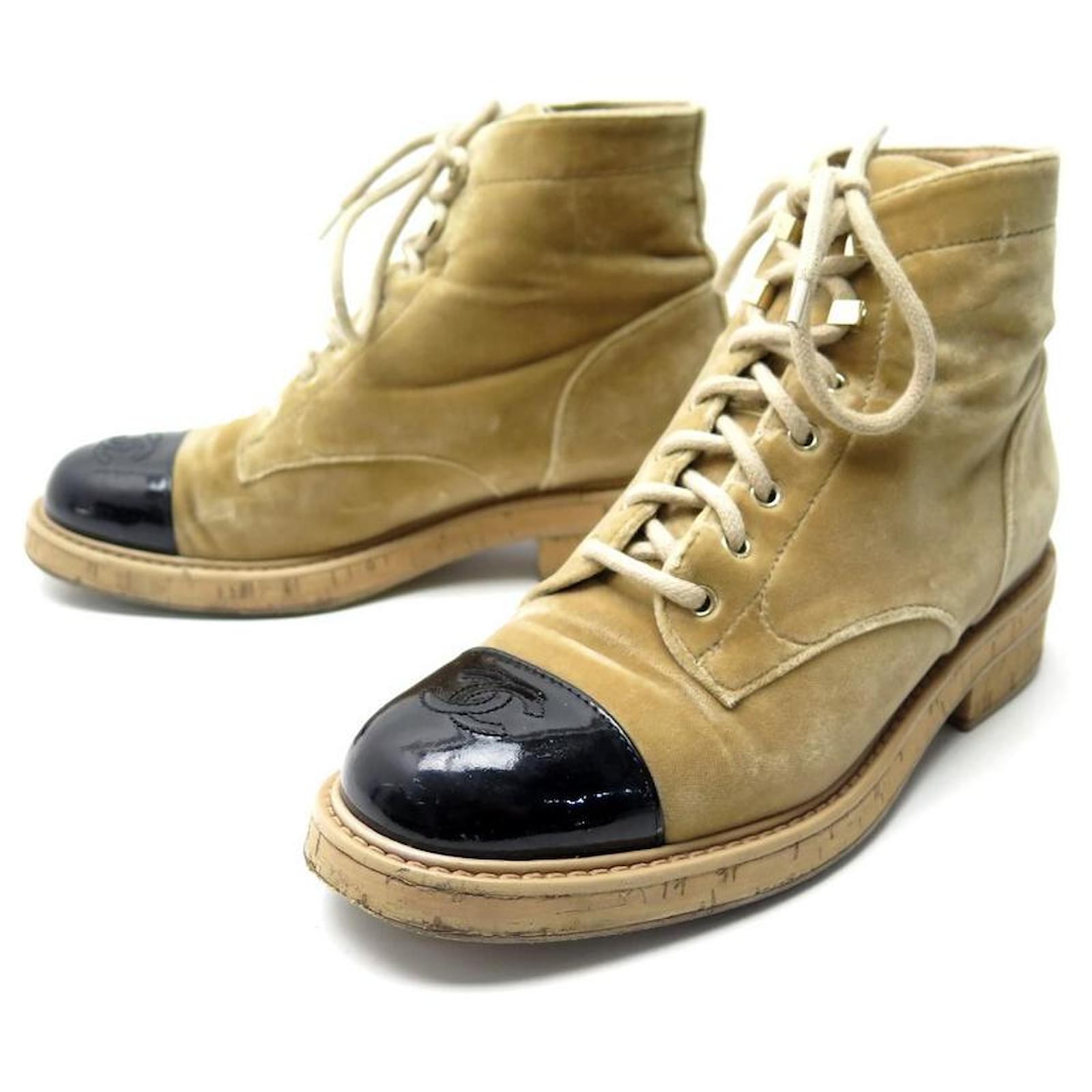 Chanel 385 byzance bombay Black Velvet Over the Knee flat low heel long  boots  eBay