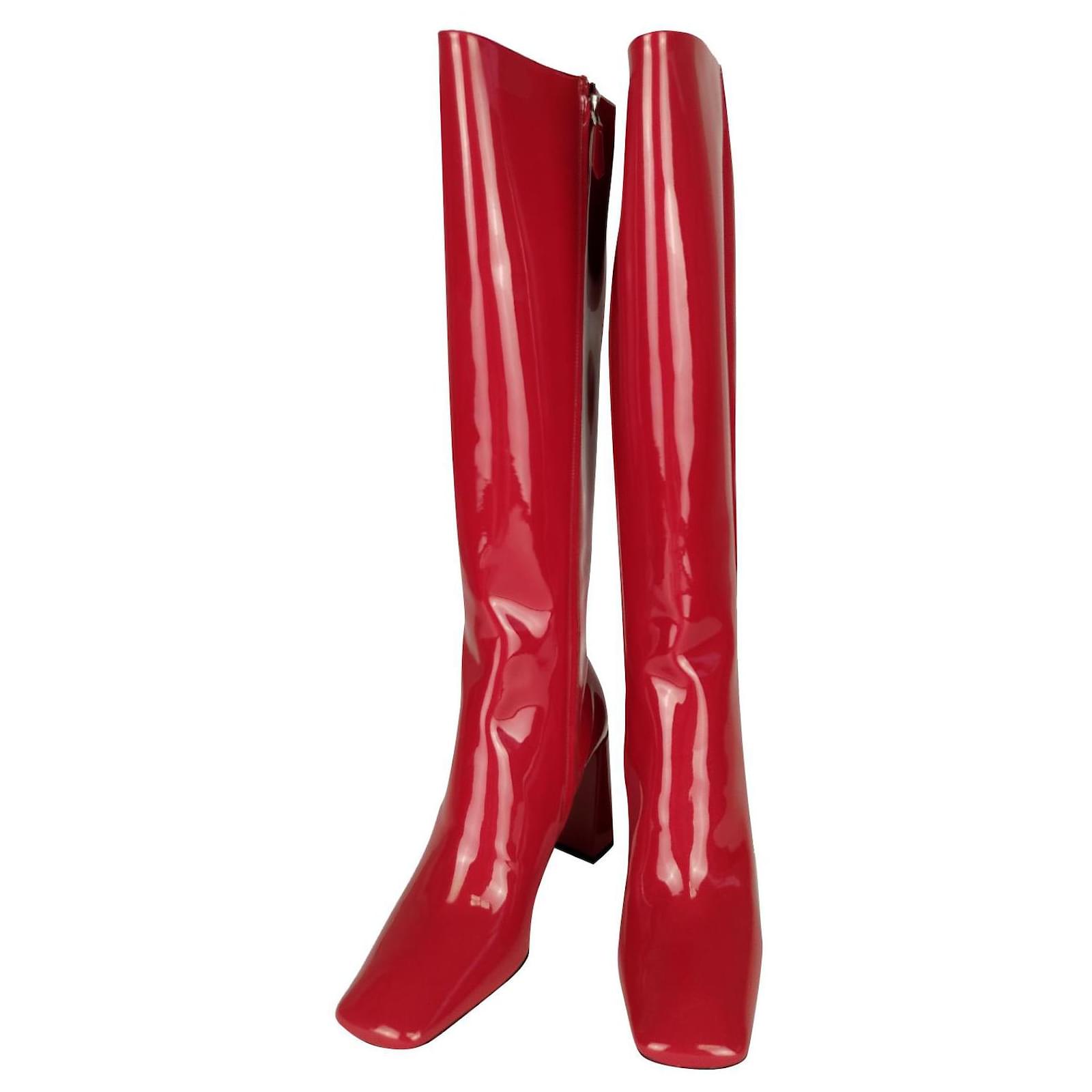 Charol Bota Roja Alta Bota Alta Botas Media CaÃ±a Baratas Botas CaÃ±a