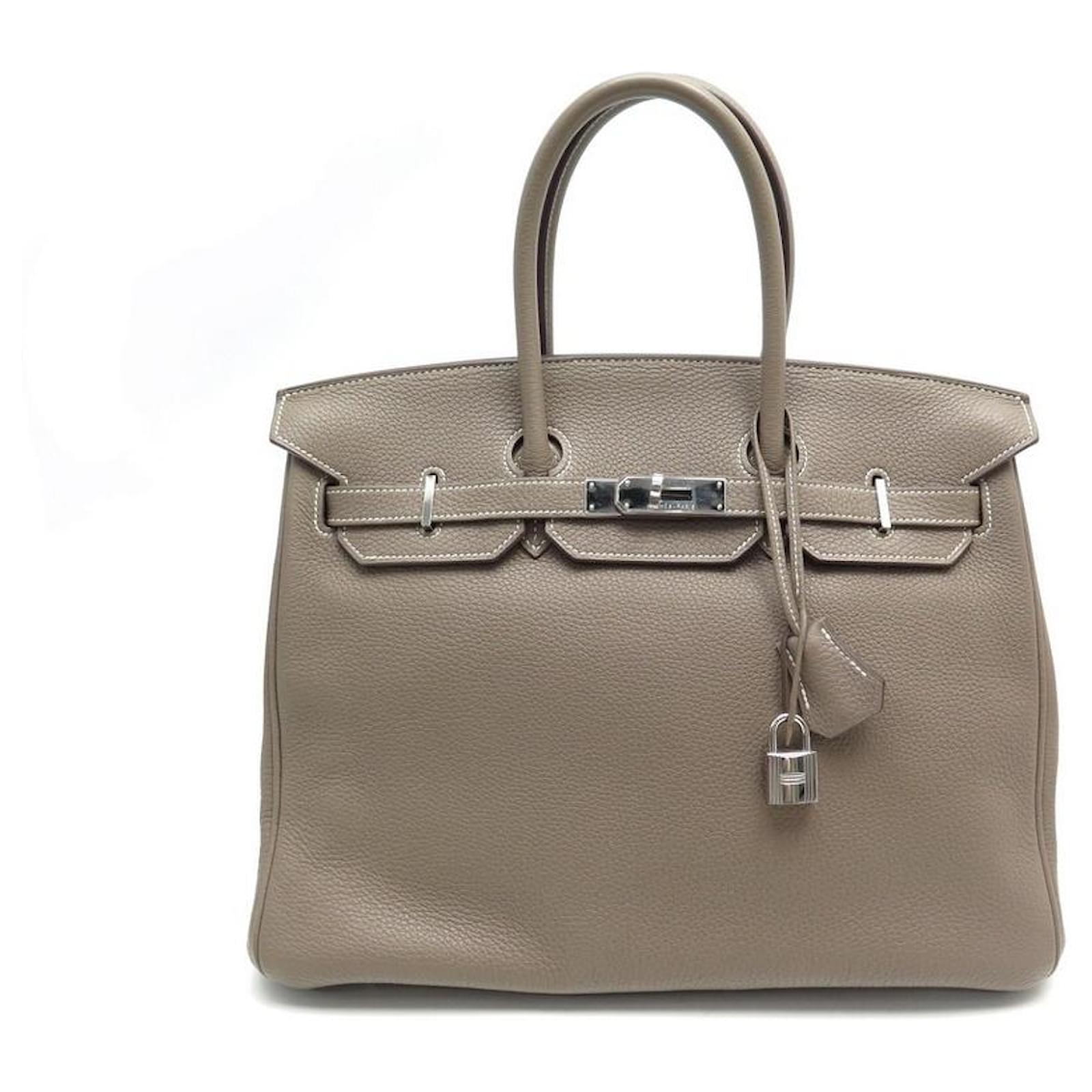 Hermès Hermes Birkin handbag 35 2013 IN TOGO LEATHER & STEEL PALLADIE BAG  PURSE Taupe ref.393325 - Joli Closet