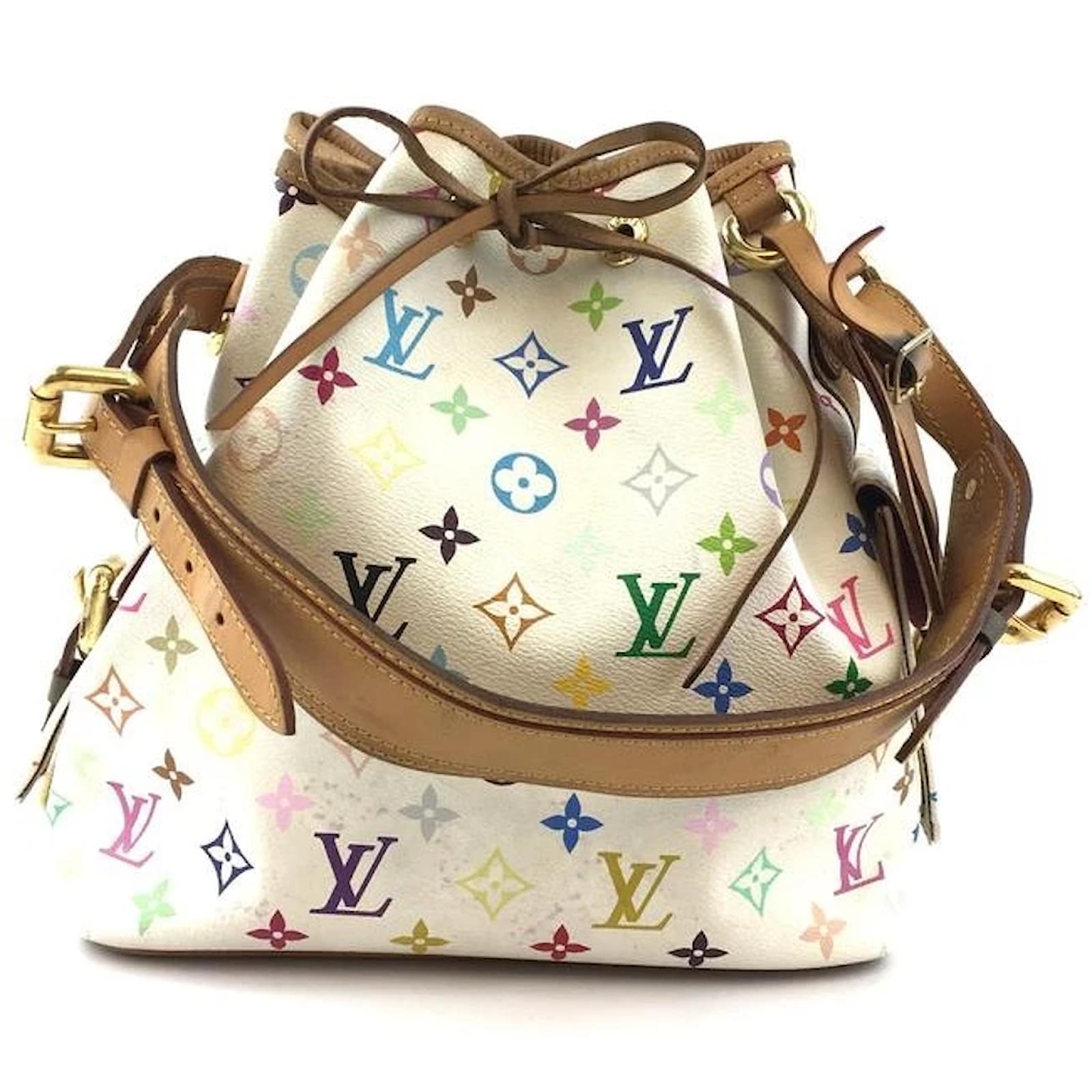 Louis Vuitton Noe PM Petite Tela Monogram Multicolore Bianca Pelle  ref.393899 - Joli Closet