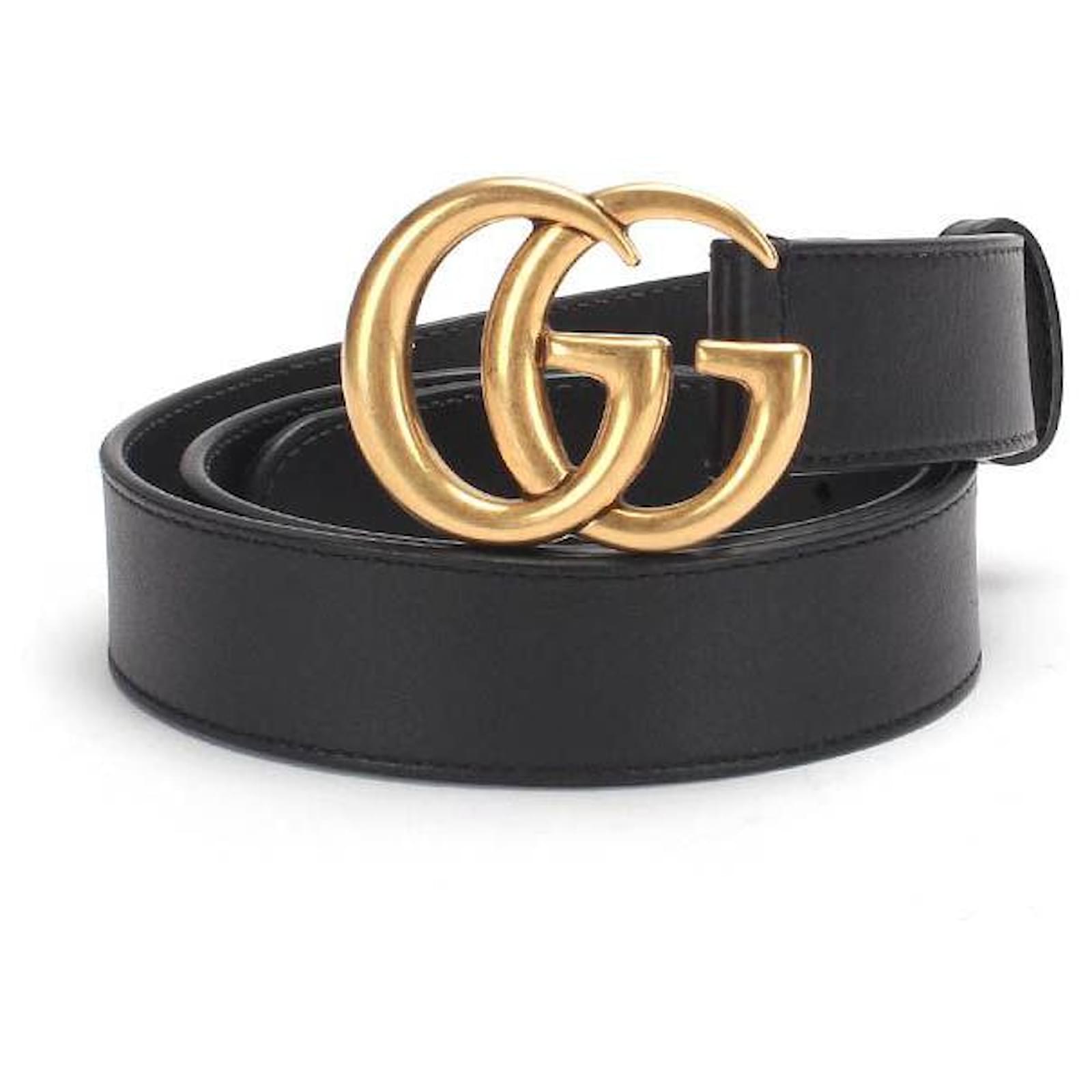 Gucci GG Marmont Leather Belt in black calfskin leather Pony-style ...