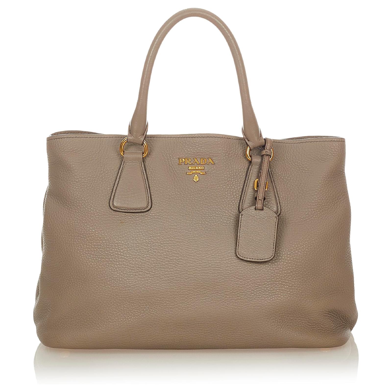 Prada Gray Vitello Daino Satchel Grey Leather Pony-style calfskin   - Joli Closet