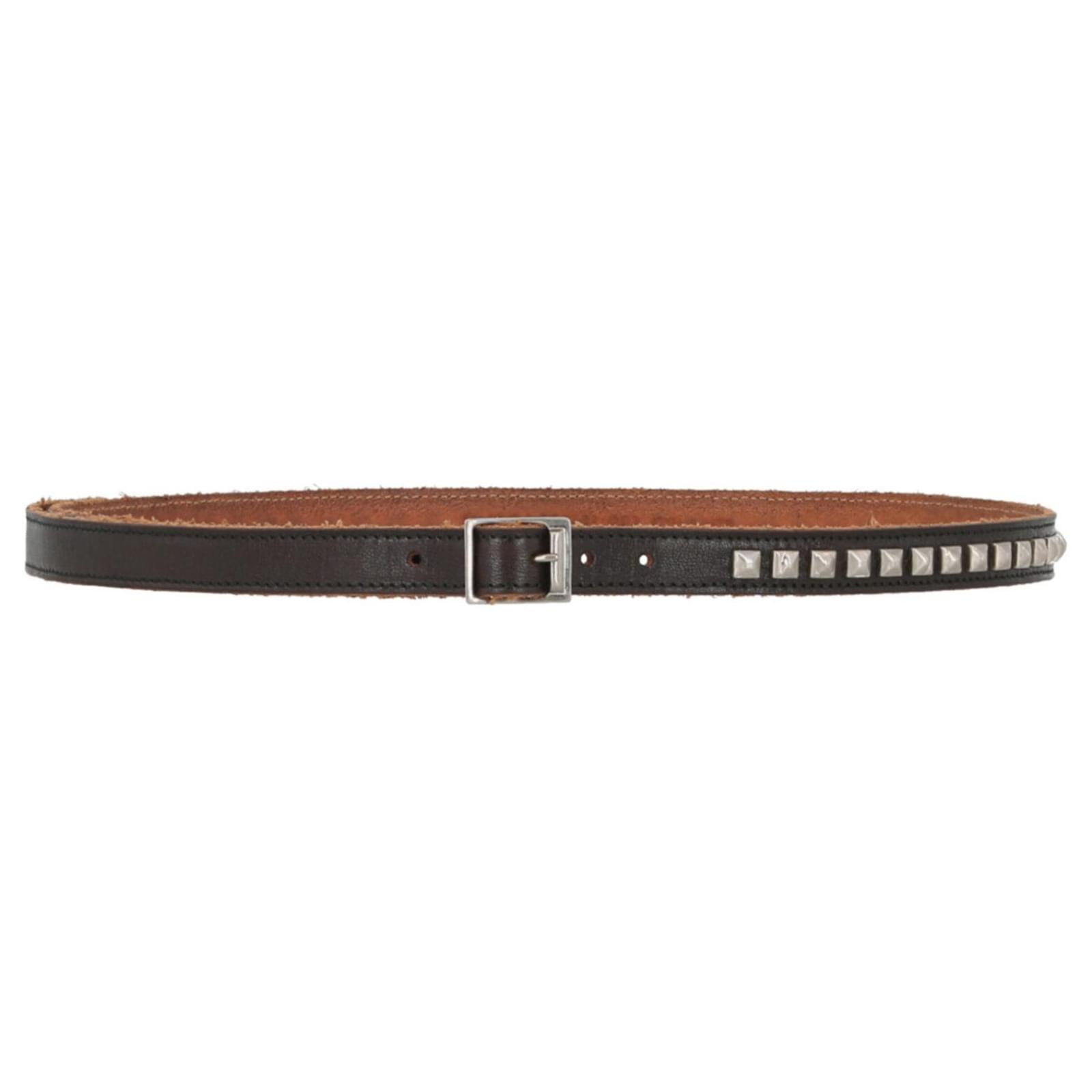 Saint Laurent Studded Leather Thin Belt Black ref.395034 - Joli Closet