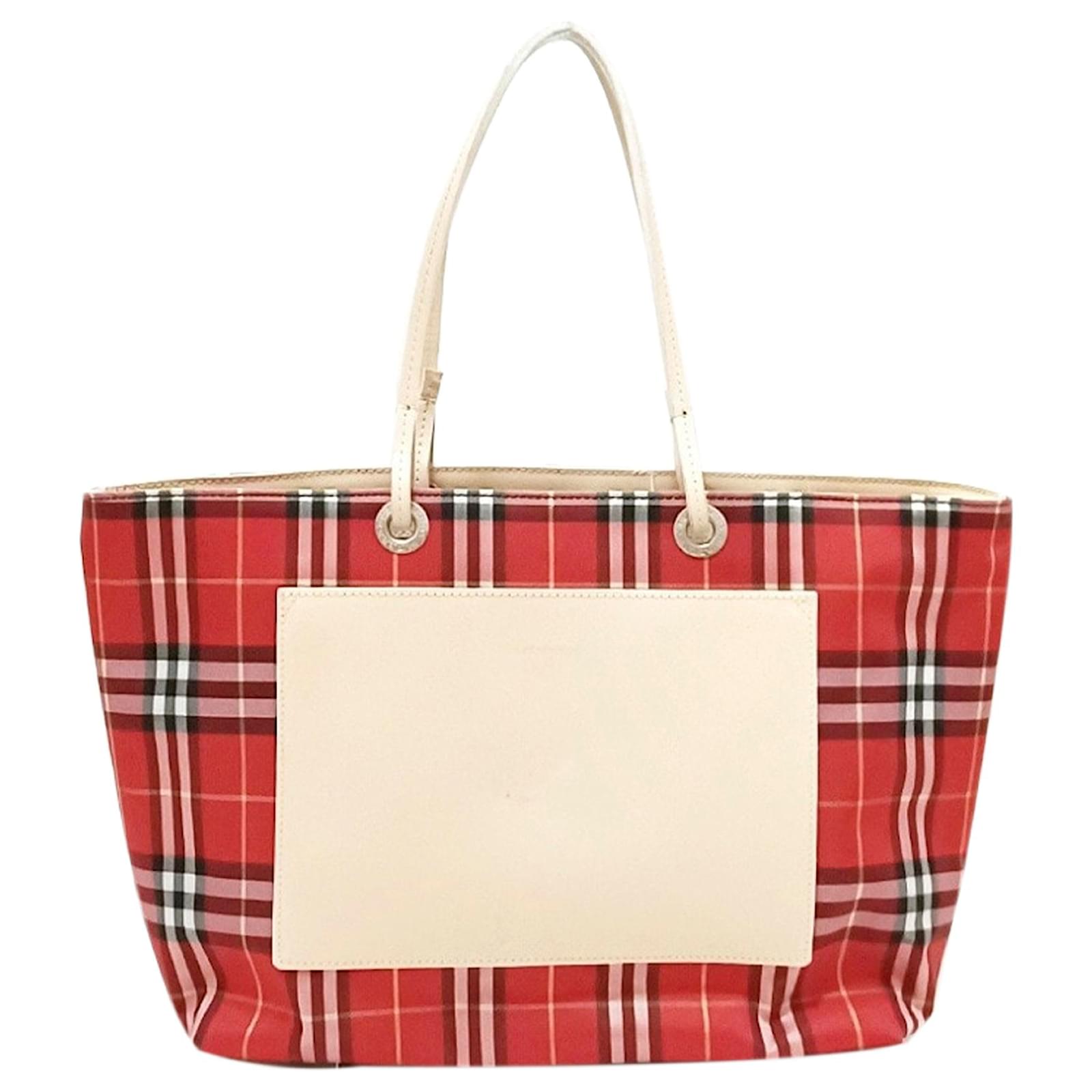 red plaid burberry purse