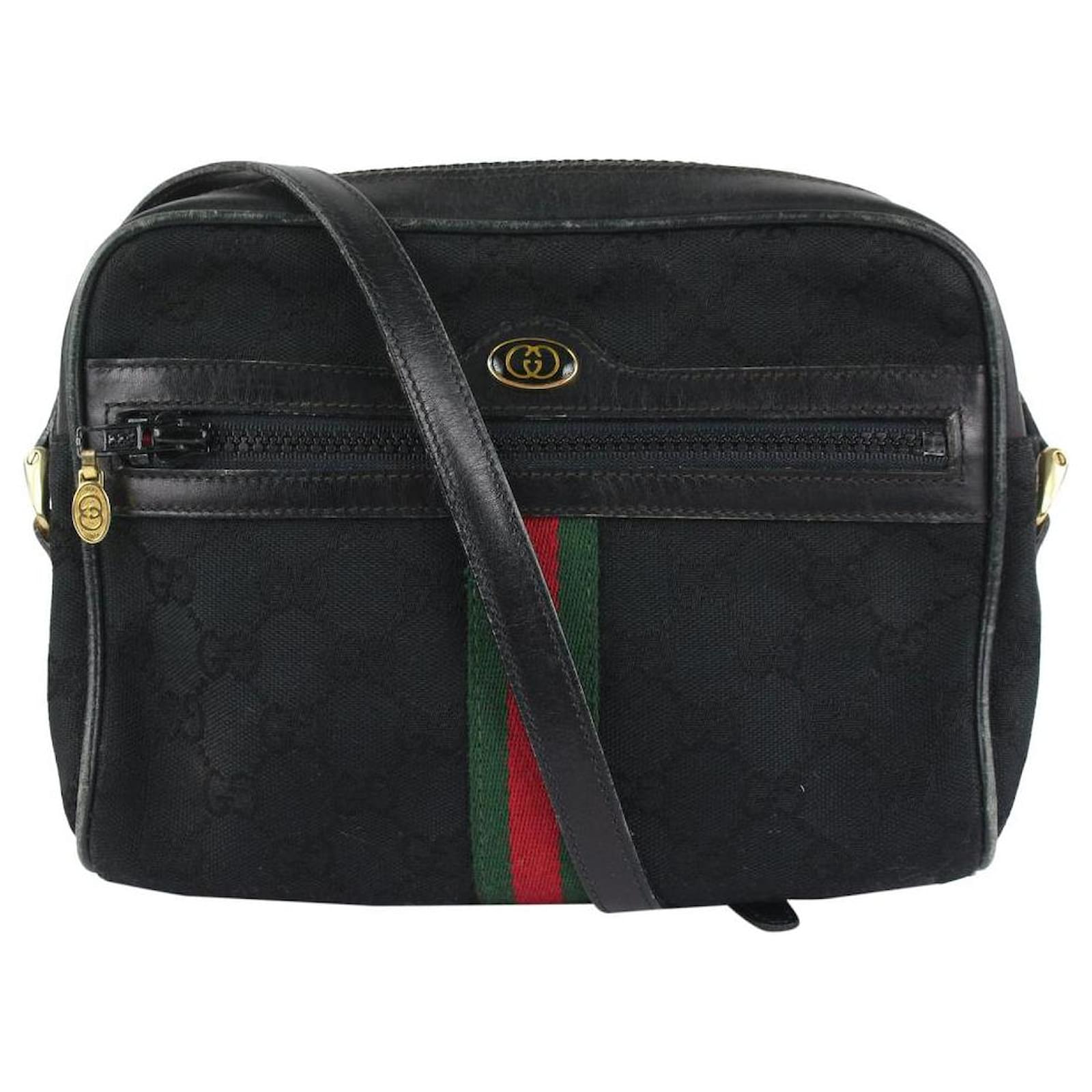 Gucci Black Monogram GG Web Ophidia Crossbody Bag 4GG1013 Leather   - Joli Closet