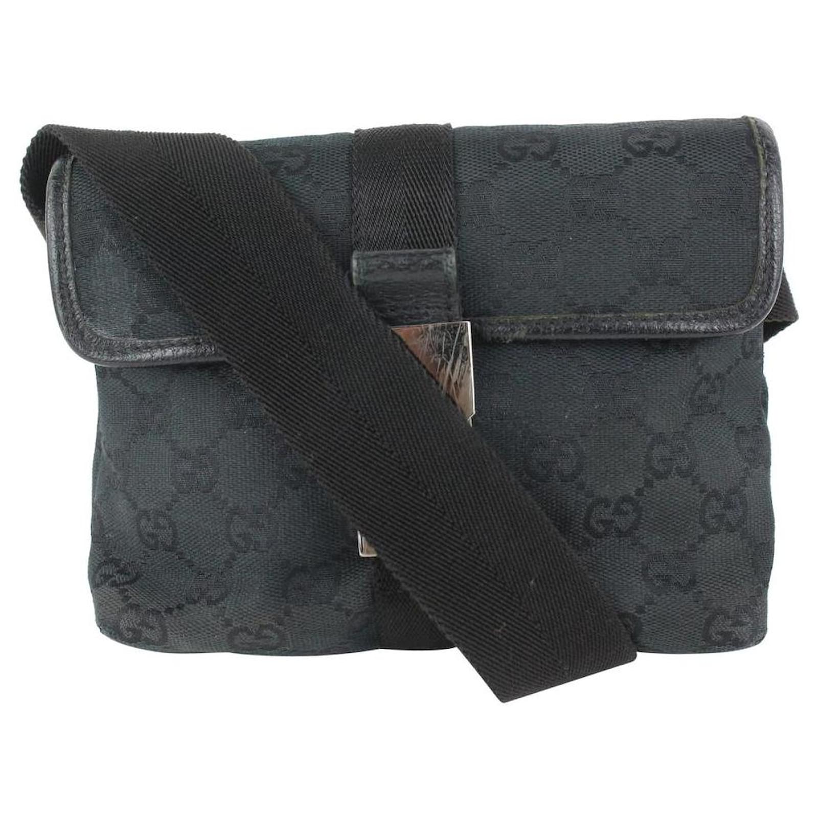 Gucci Charcoal Denim Monogram GG Belt Bag Fanny Pack Waist Pouch Leather  ref.297517 - Joli Closet