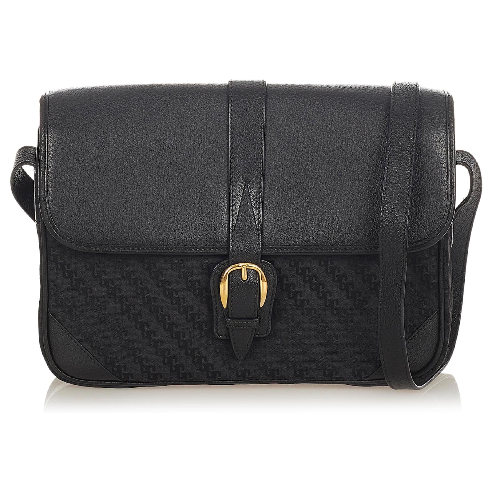 Gucci Black Canvas Crossbody Bag Leather Cloth Ponystyle calfskin Cloth ref.395881 Joli Closet