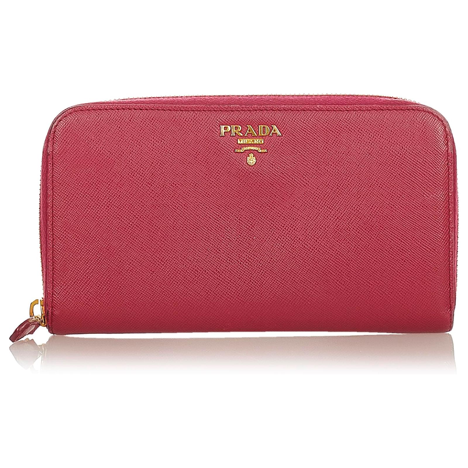 prada saffiano zip around wallet