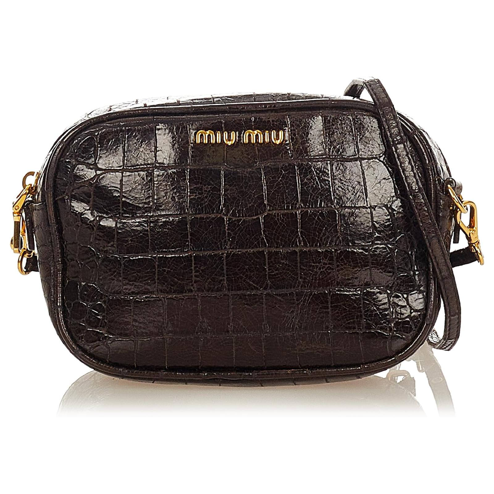 バッグ miu miu side ribbon 2way HandBag Brown Miu Miu 2way handbag ribbon tying leather shoulder bag brown