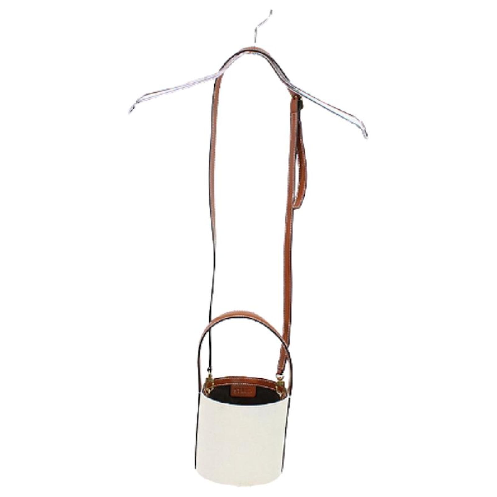 Used] STAUD / 2way canvas leather bucket bag Ladies brown x white 