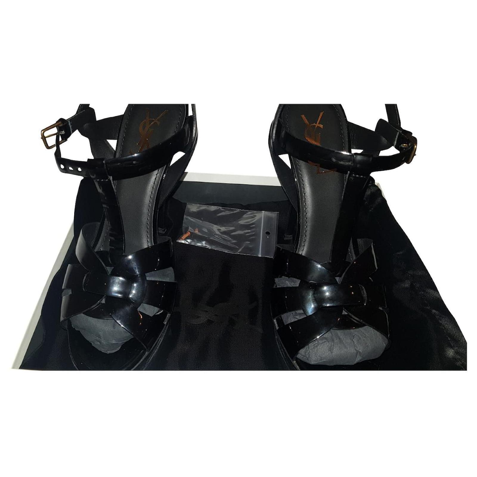 tribute platform sandals in patent leather