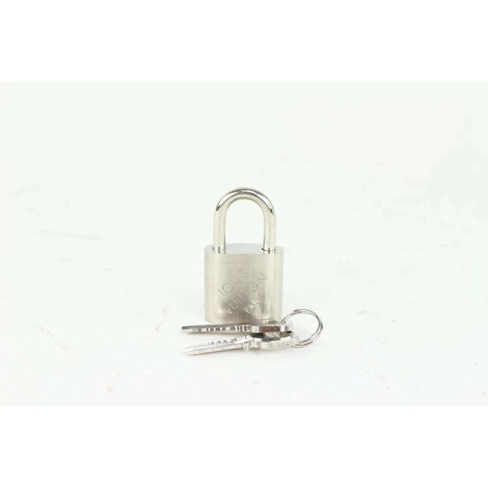 Louis Vuitton Brushed Silver Matte Padlock and Key Set Cadena Lock