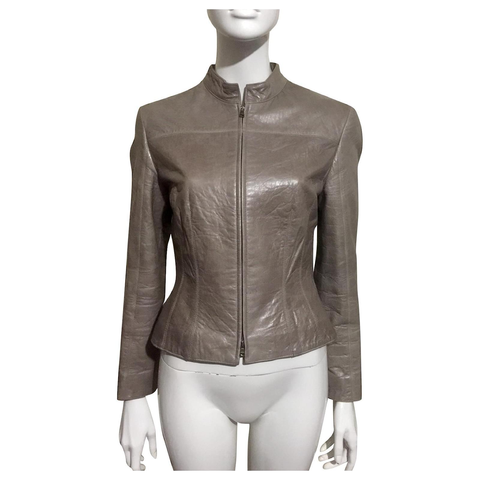 grey colour leather jacket