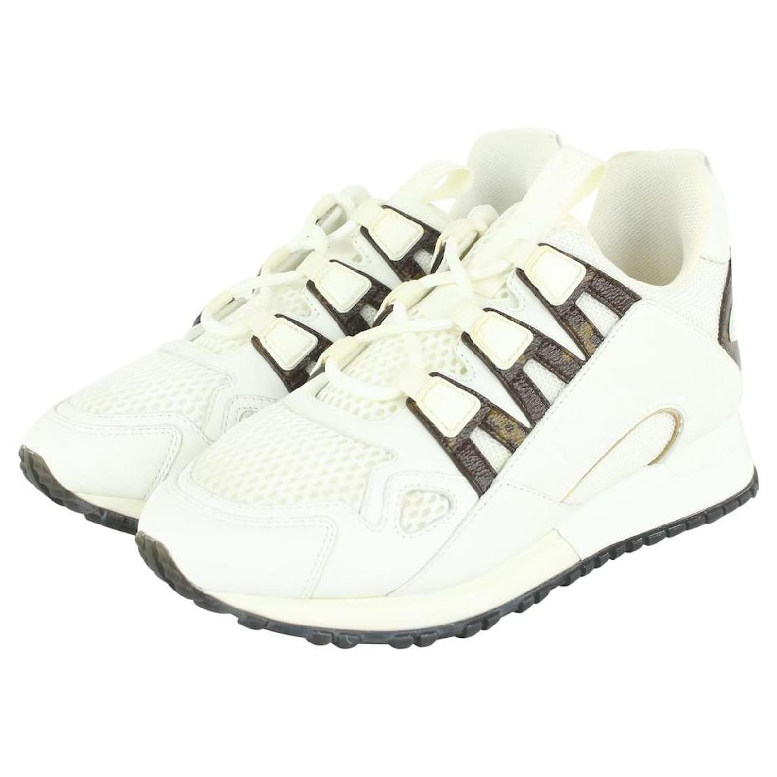 Sneakers Louis Vuitton Louis Vuitton Trainer Sneakers Leather High Cut White 1a5a0D LV Auth ak173a