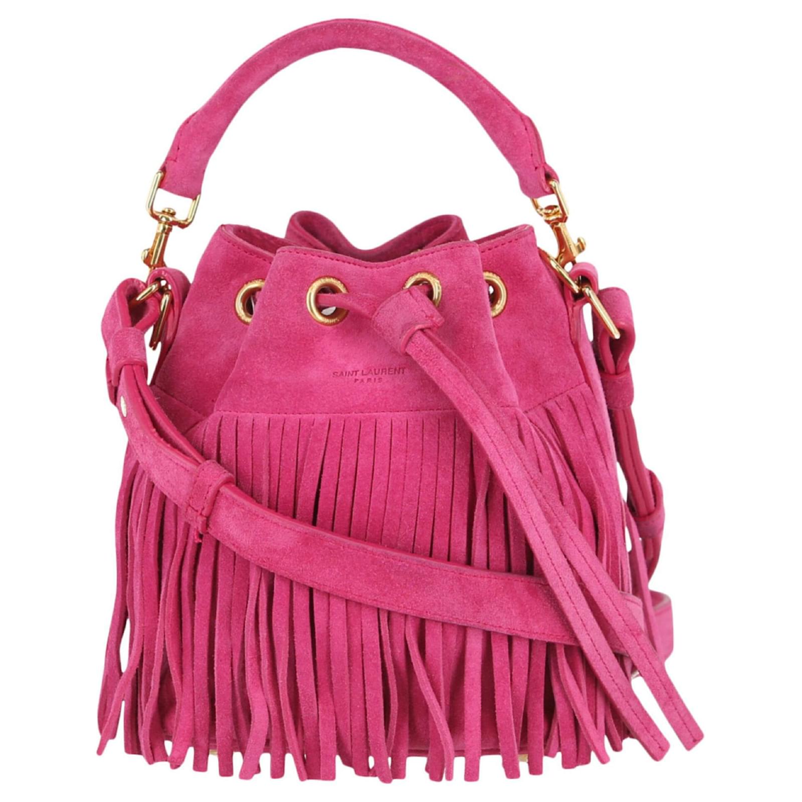 ysl emmanuelle fringed bucket bolsa