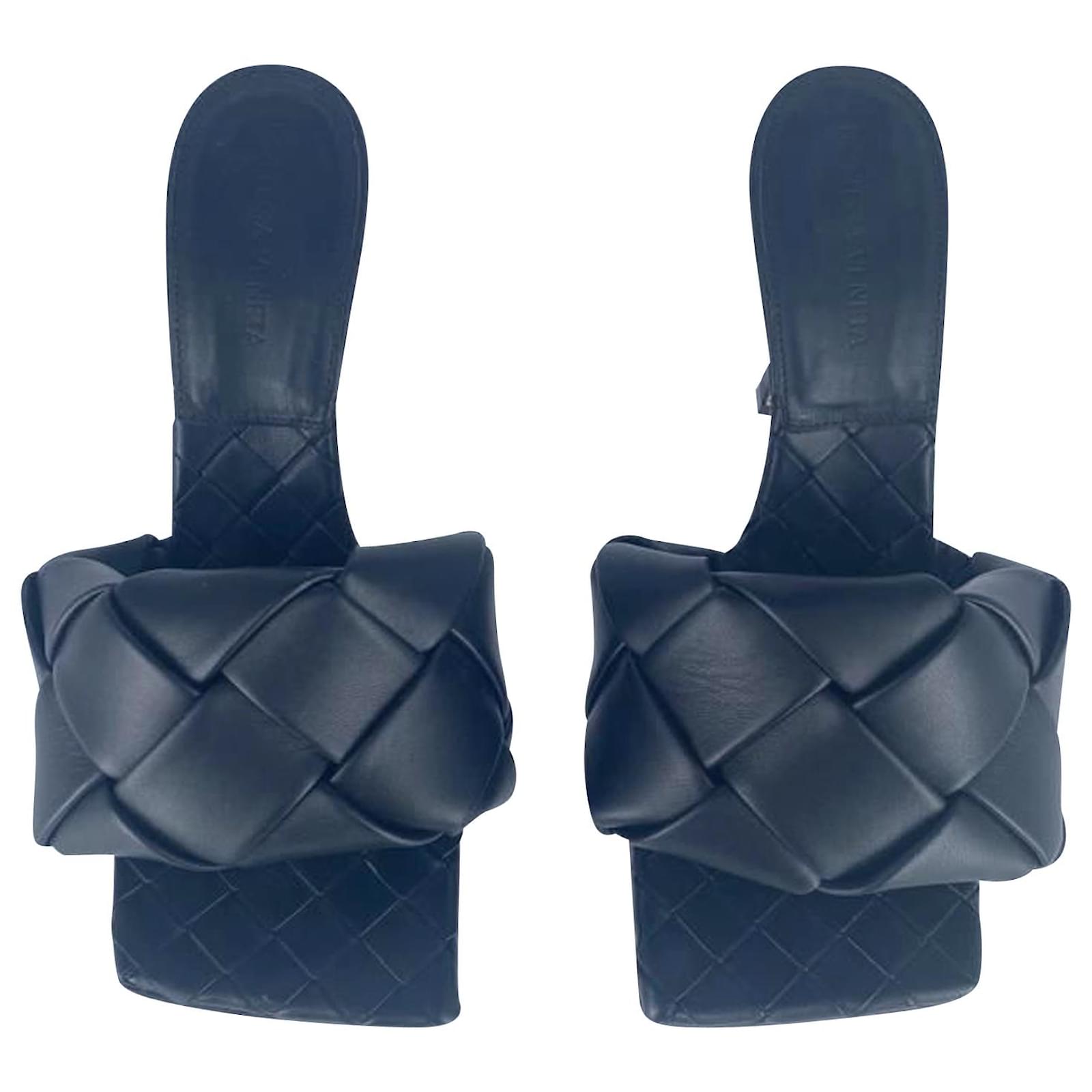 Bottega Veneta Lido Intrecciato Heels In Black Leather Ref Joli Closet