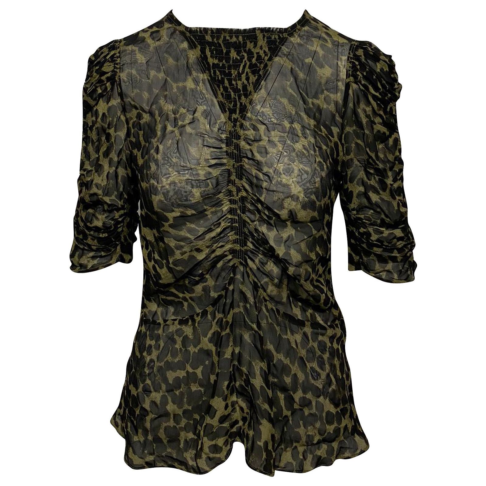 Top En Velours Dévoré Vert Et Noir Isabel Marant Étoile Taille M – Occasion Très Bon état