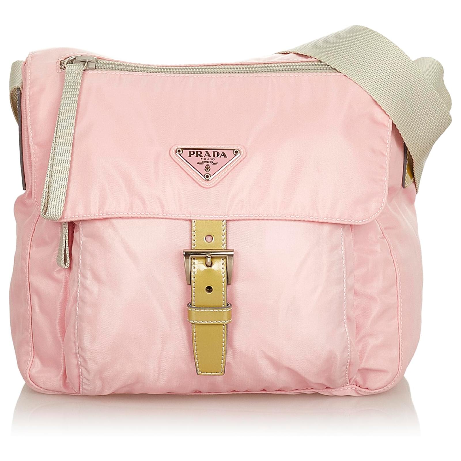 Prada Pink Tessuto Chain Crossbody Bag Leather Pony-style calfskin