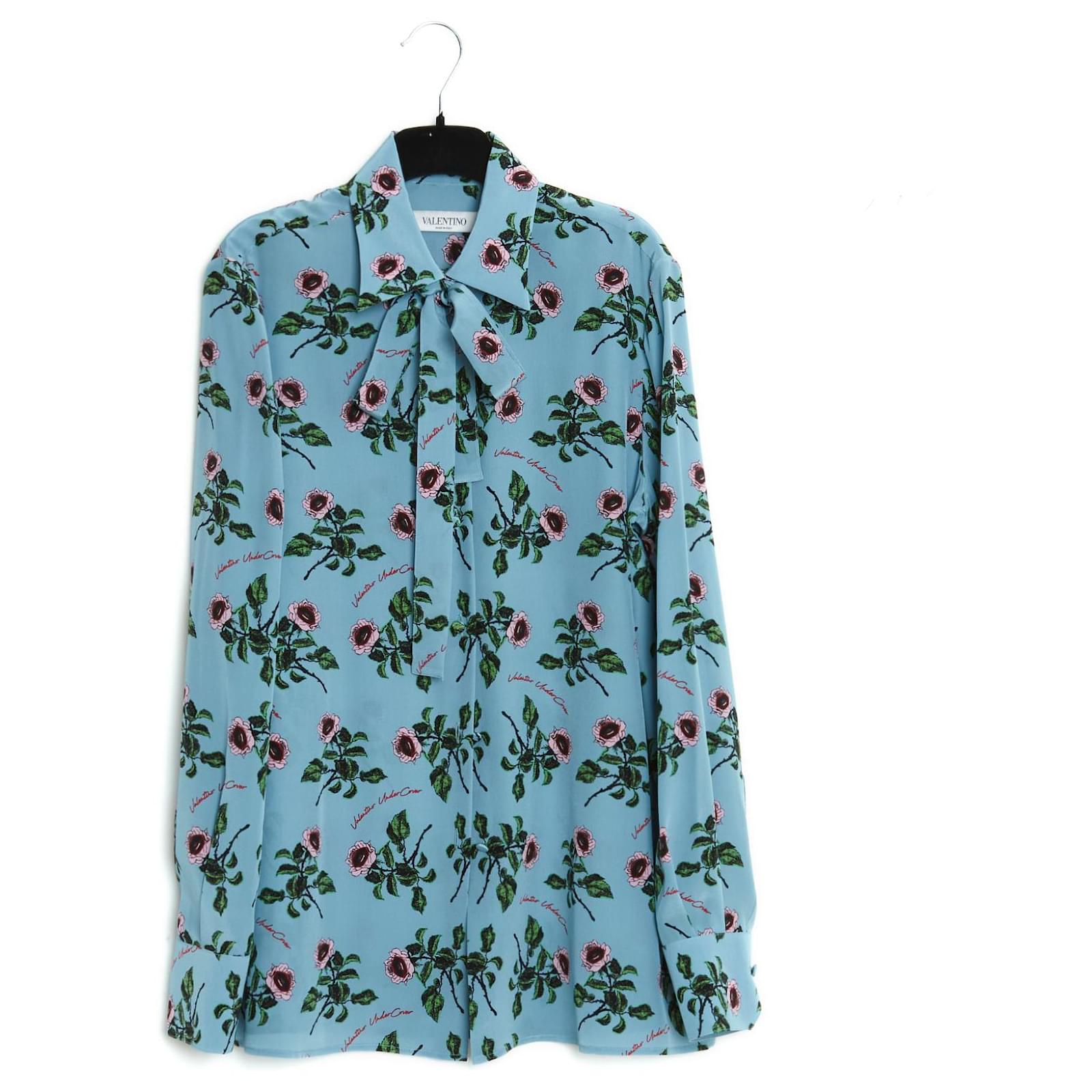 Valentino UNDERCOVER SILK FLOWER FR40 Blue ref.398248 - Joli