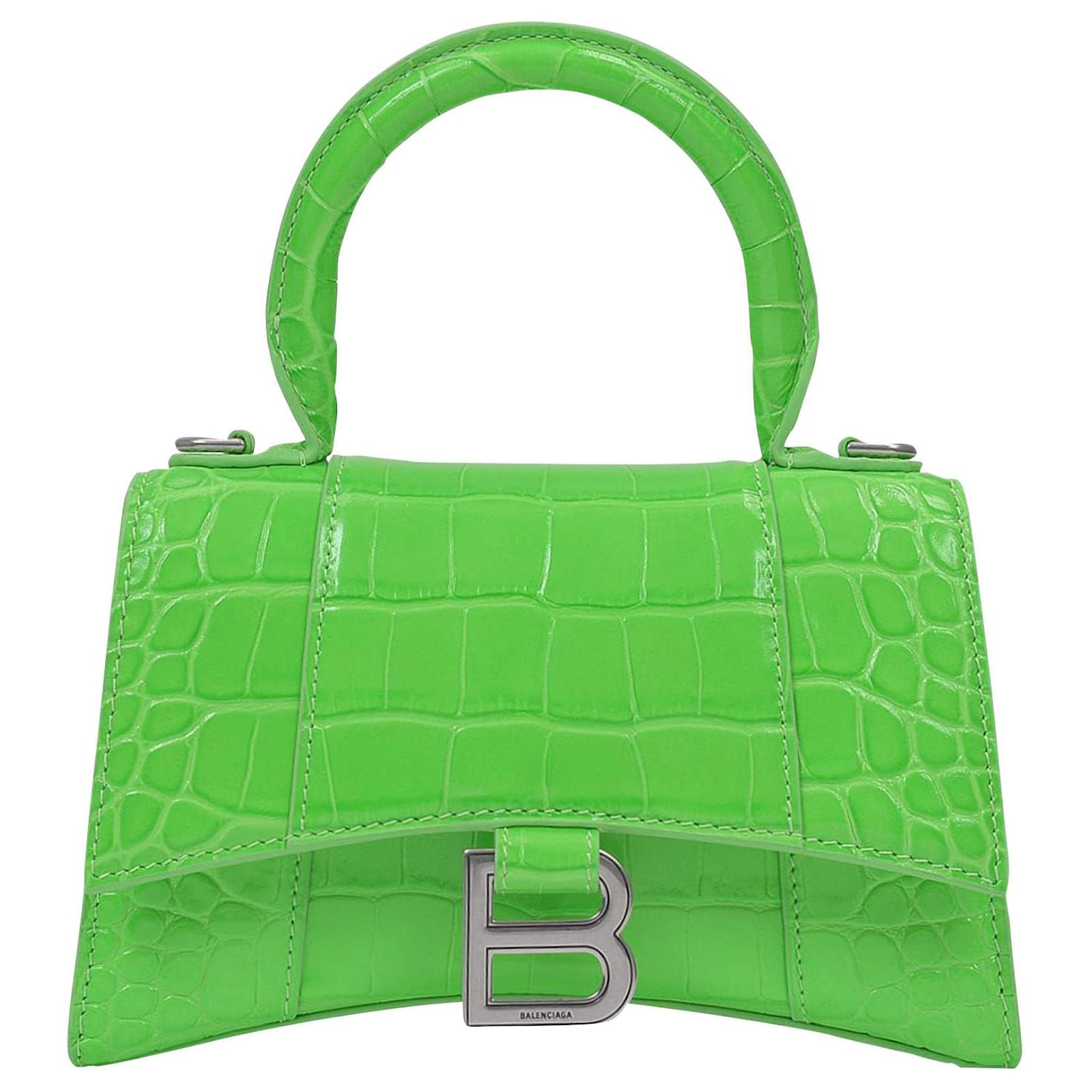 XS Embossed Croc Hourglass Top Handle Bag