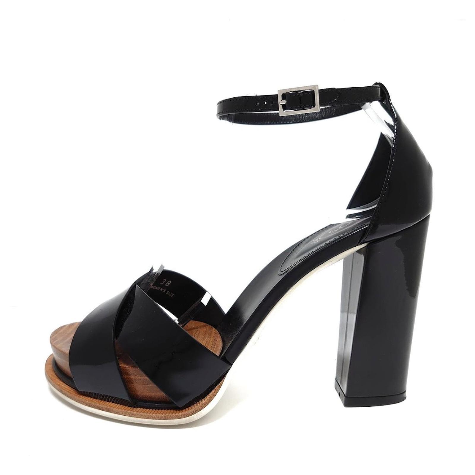 TOD'S Pumps 38 Women's Black Open Toe 