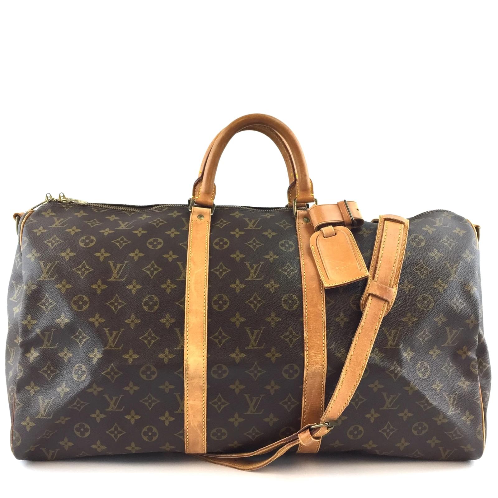 Louis Vuitton Keepall 55 Bandouliere Monogram Canvas Brown Leather
