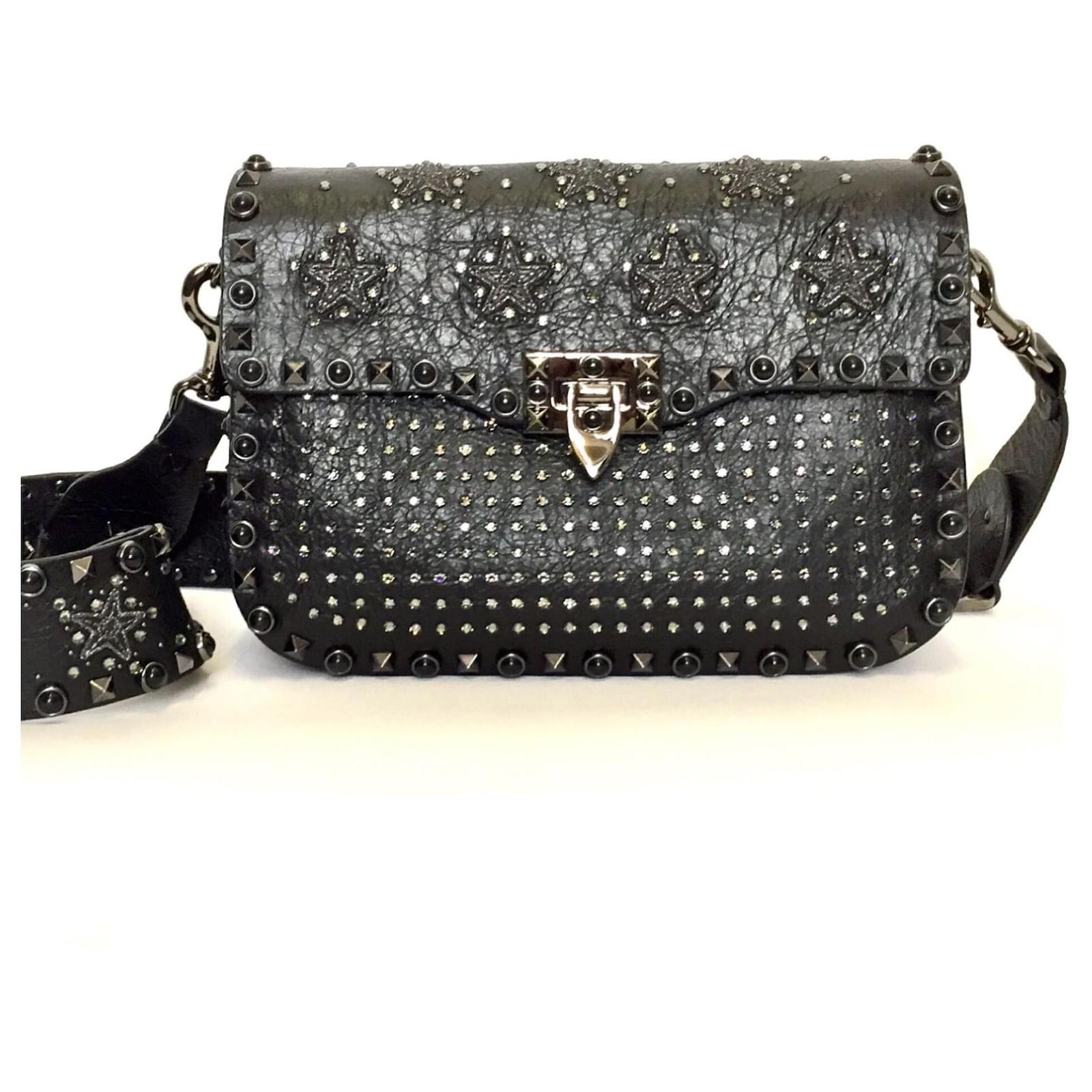 Valentino Noir Rockstud bag in black leather with crystals - Closet