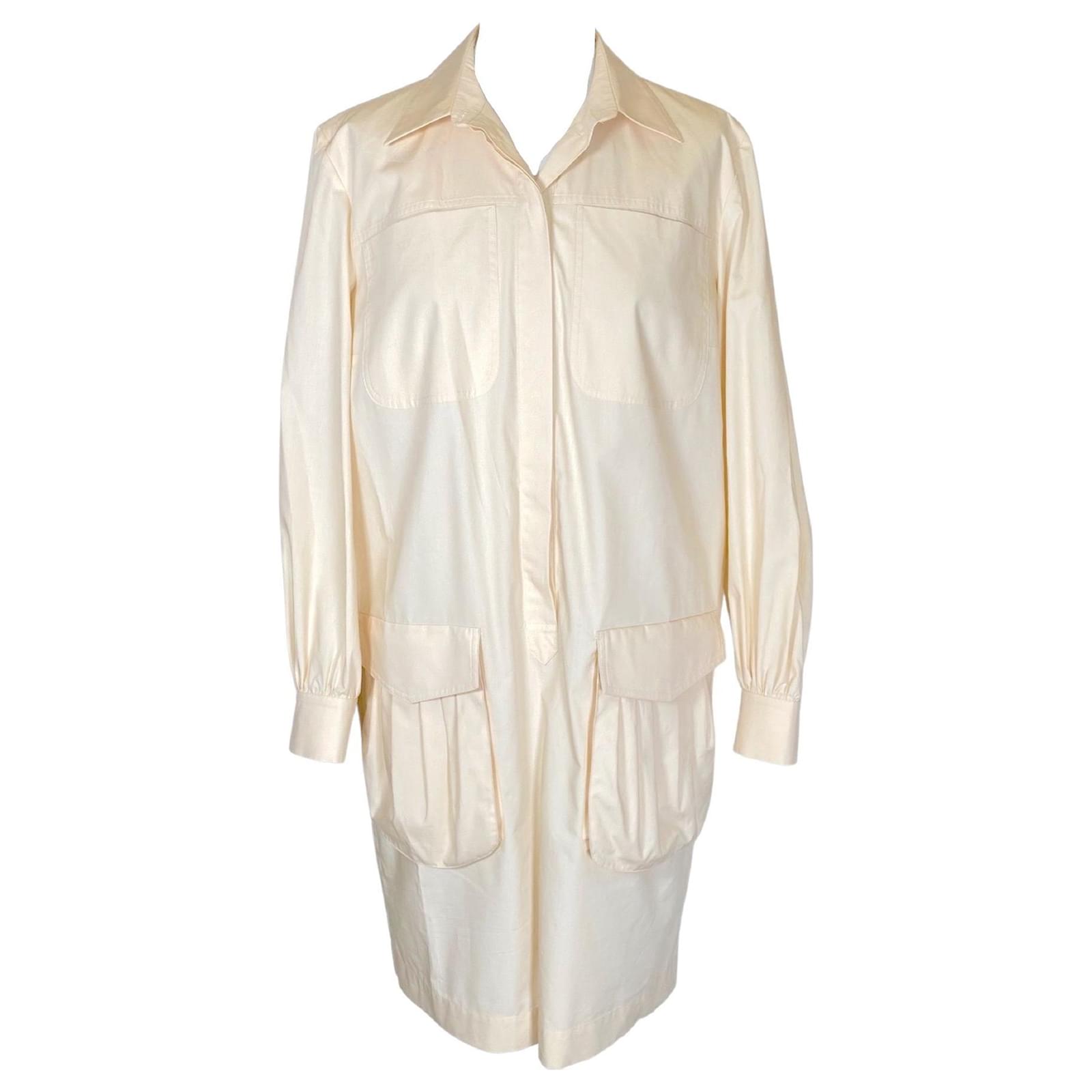 overholdelse Mechanics skrue Fendi dress in cream cotton with pleated pockets White ref.399310 - Joli  Closet