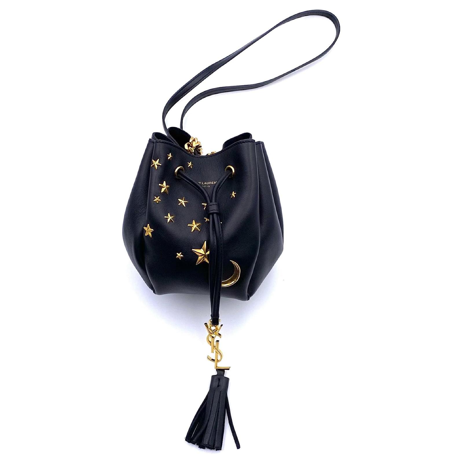 Borsa a secchiello Saint Laurent Talitha nero in pelle con borchie - Gaja  Refashion