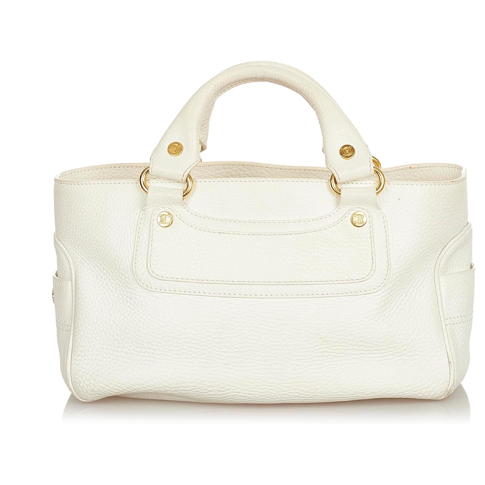 Céline Celine White Boogie Leather Handbag Pony-style calfskin ref ...