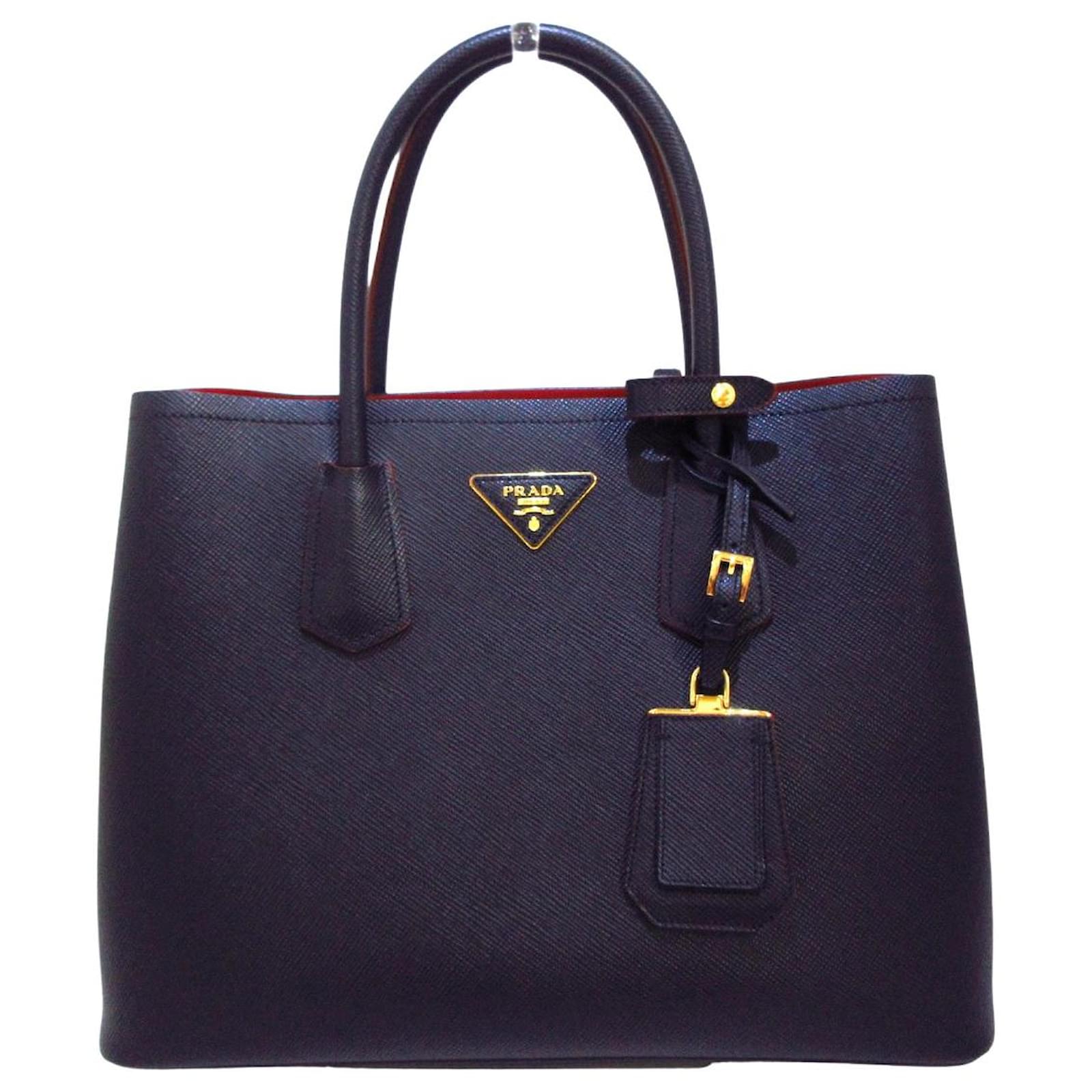 Double Prada lined Black Leather ref.399604 Joli Closet