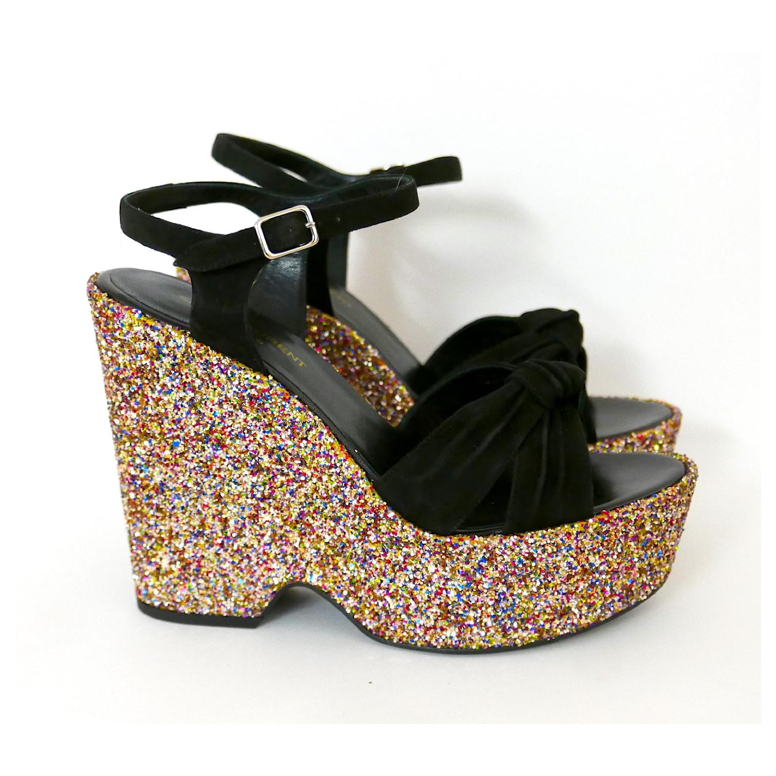 Saint Laurent Candy 85 Glitter Platform Sandals Multiple colors