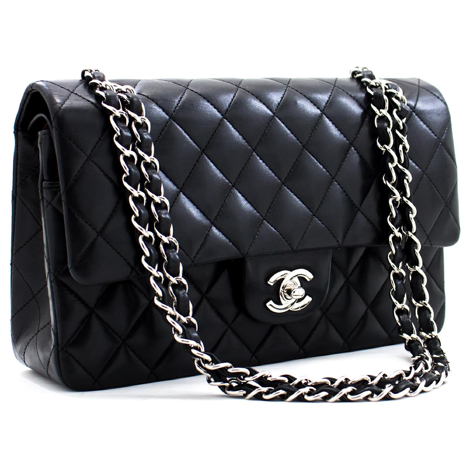 Chanel Black Lambskin Double Flap 2.55 Classic Bag