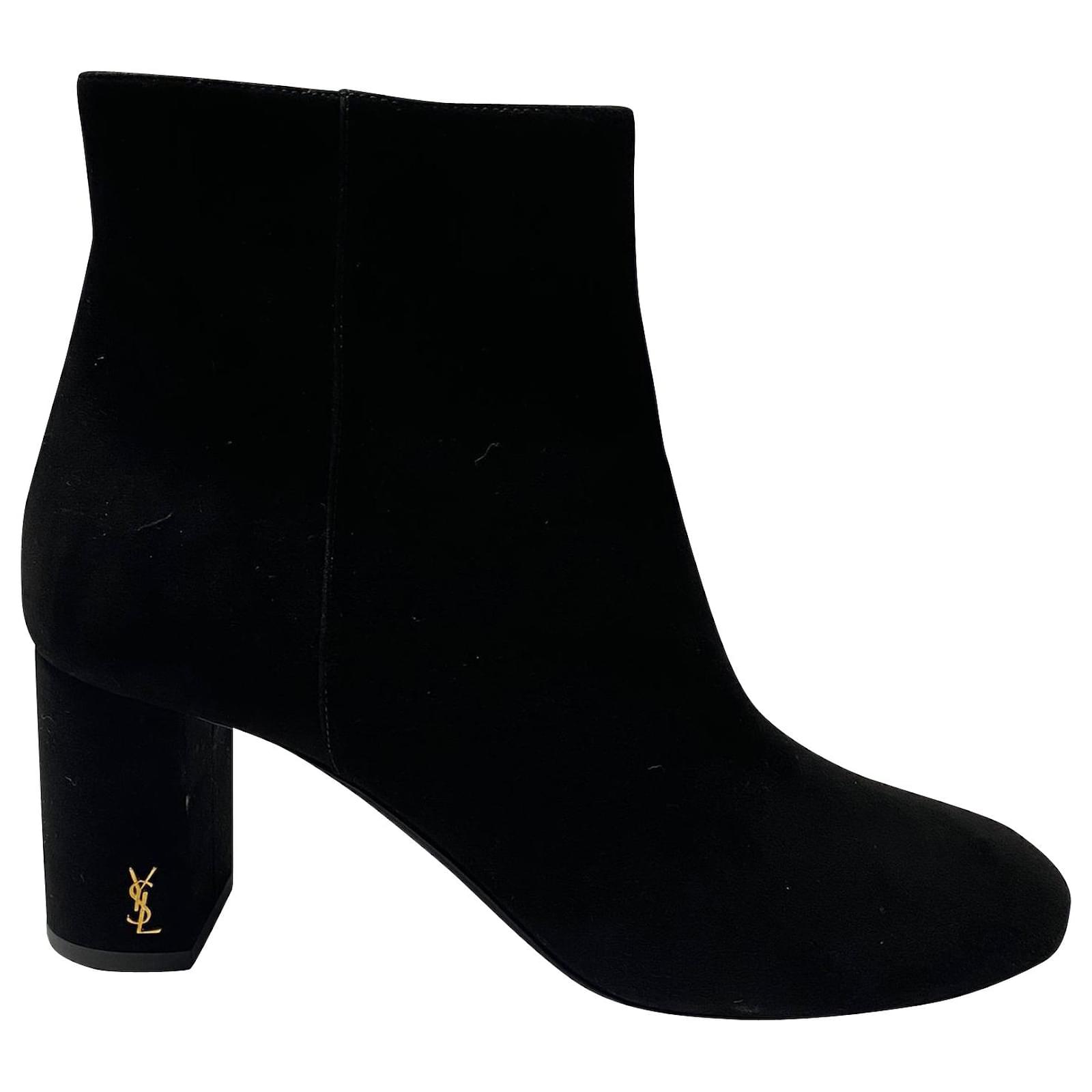 saint laurent black suede ankle boots