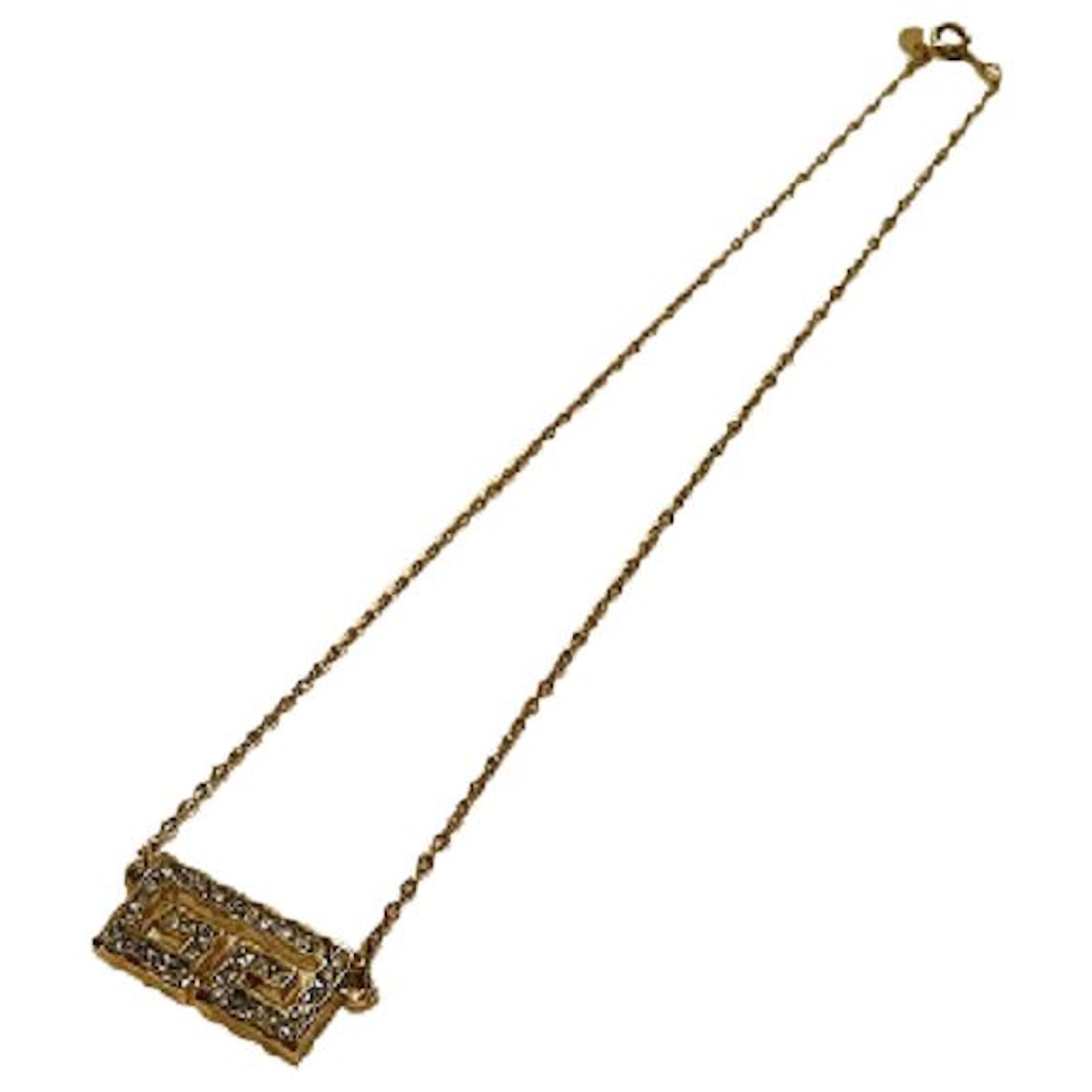 Used] Givenchy G lined Rhinestone Necklace Gold Ladies Accessories Golden Acrylic ref.400022 - Joli Closet
