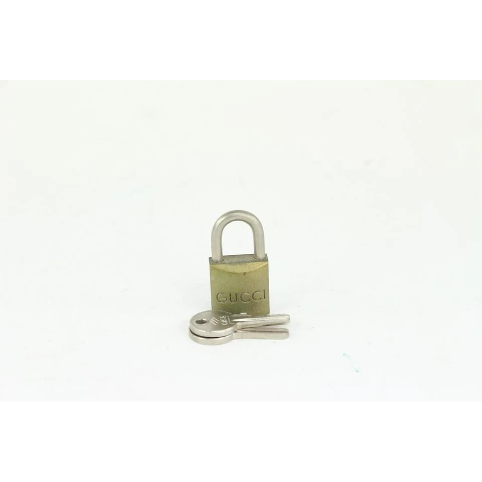 Gucci Brass Logo Padlock and Key Cadena Lock Set Bag Charm ref