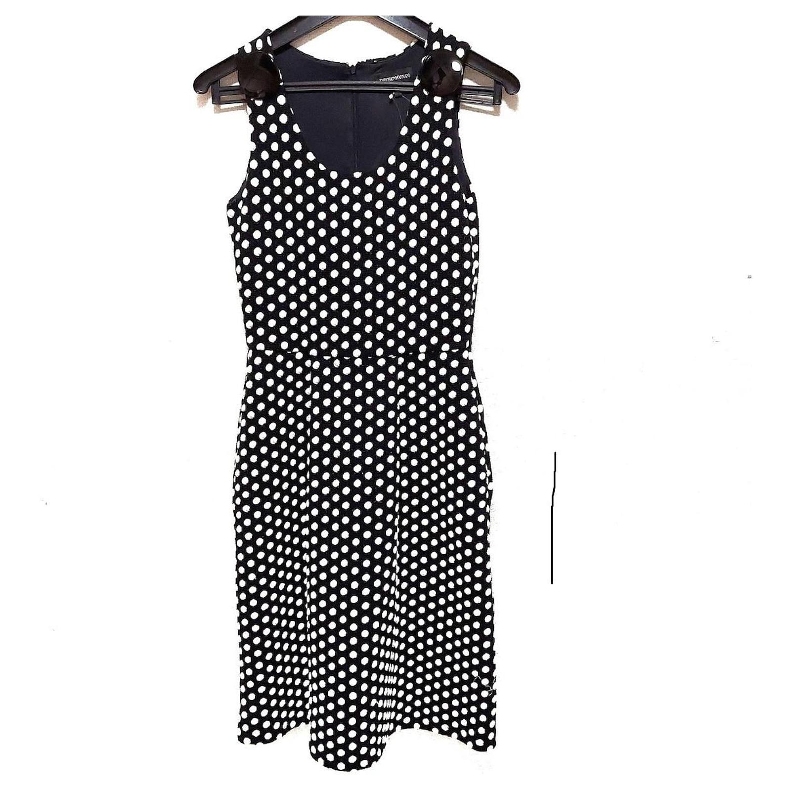 Used] Emporio Armani Dress Size 38 S Ladies-Black x White Cotton   - Joli Closet