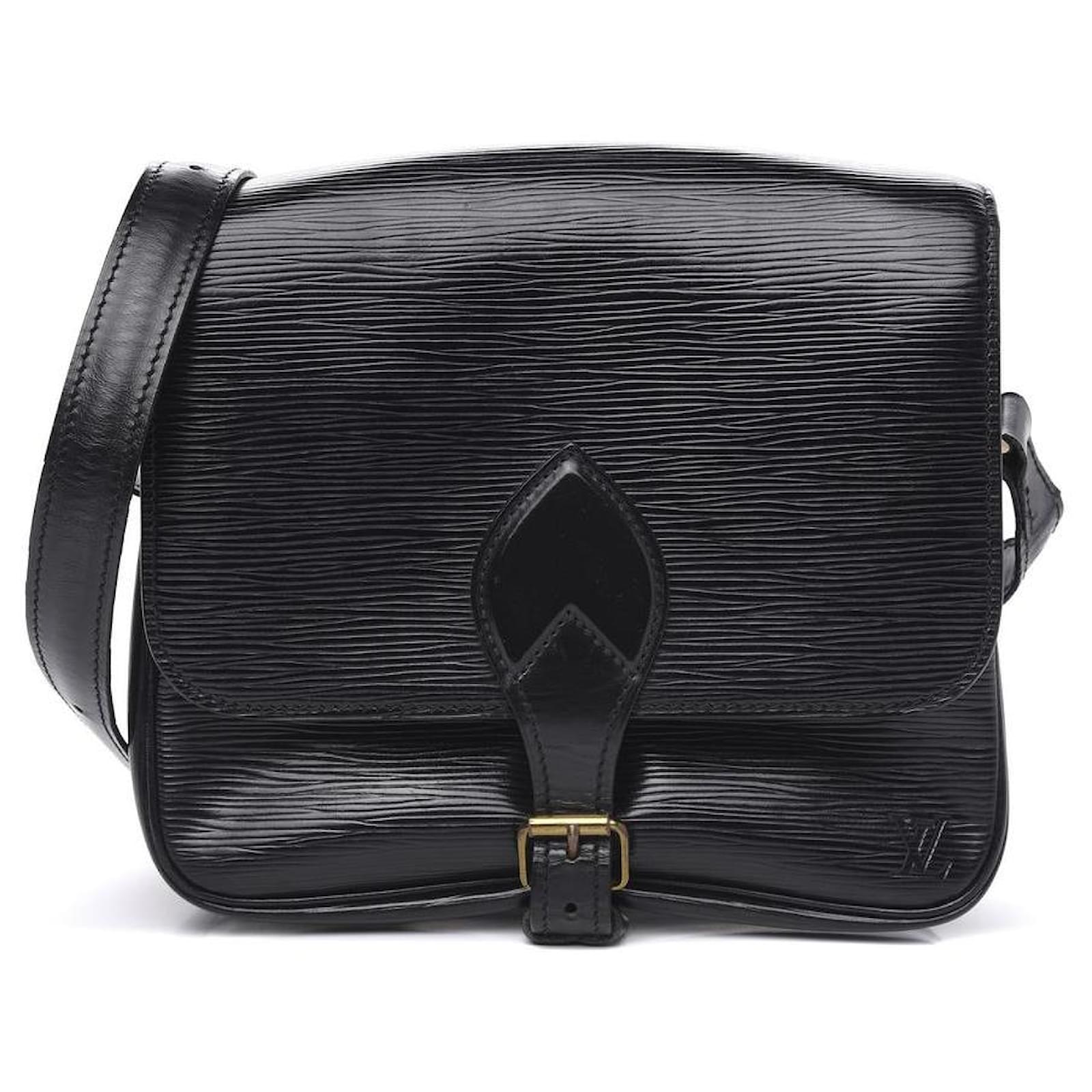 Louis Vuitton Black Epi Leather Noir Cartouchiere Crossbody Bag ref.400463  - Joli Closet