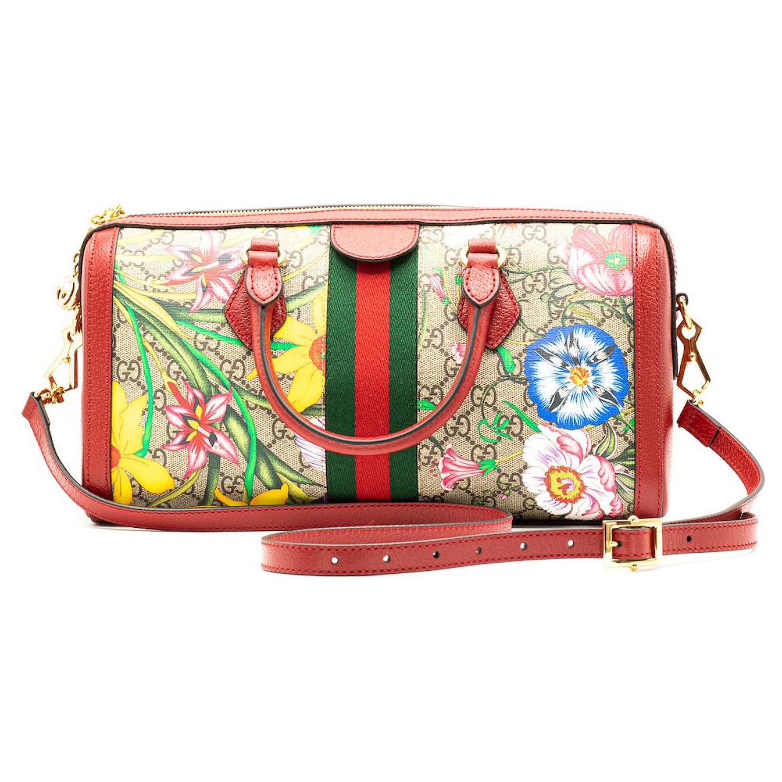 Gucci Ophidia GG Flora trunk Red Multiple colors Leather Cloth ref ...