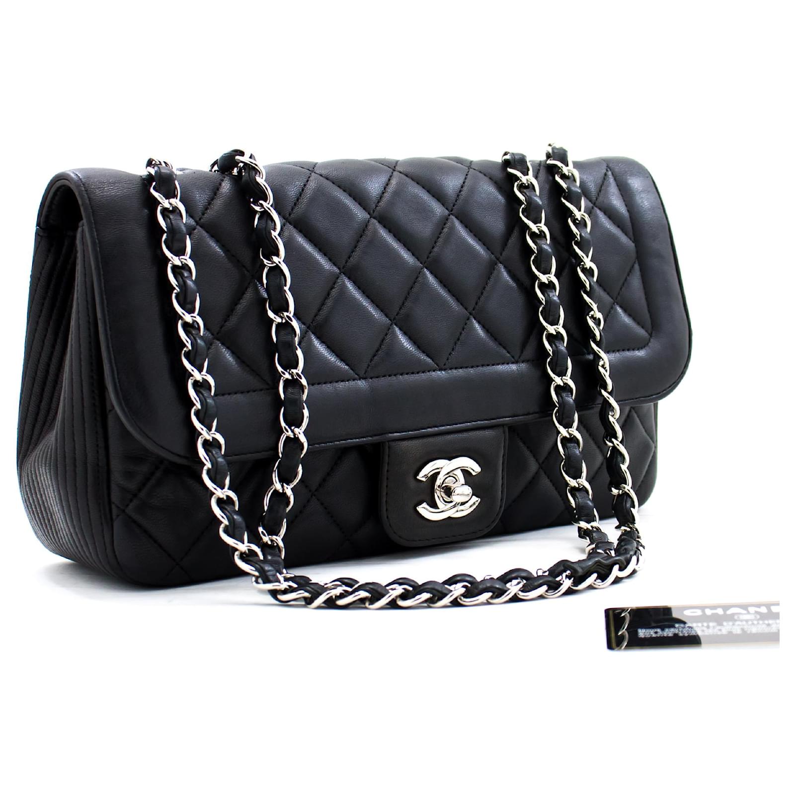CHANEL Single Flap Silver Chain Shoulder Bag Black Lambskin Purse Leather  ref.400990 - Joli Closet
