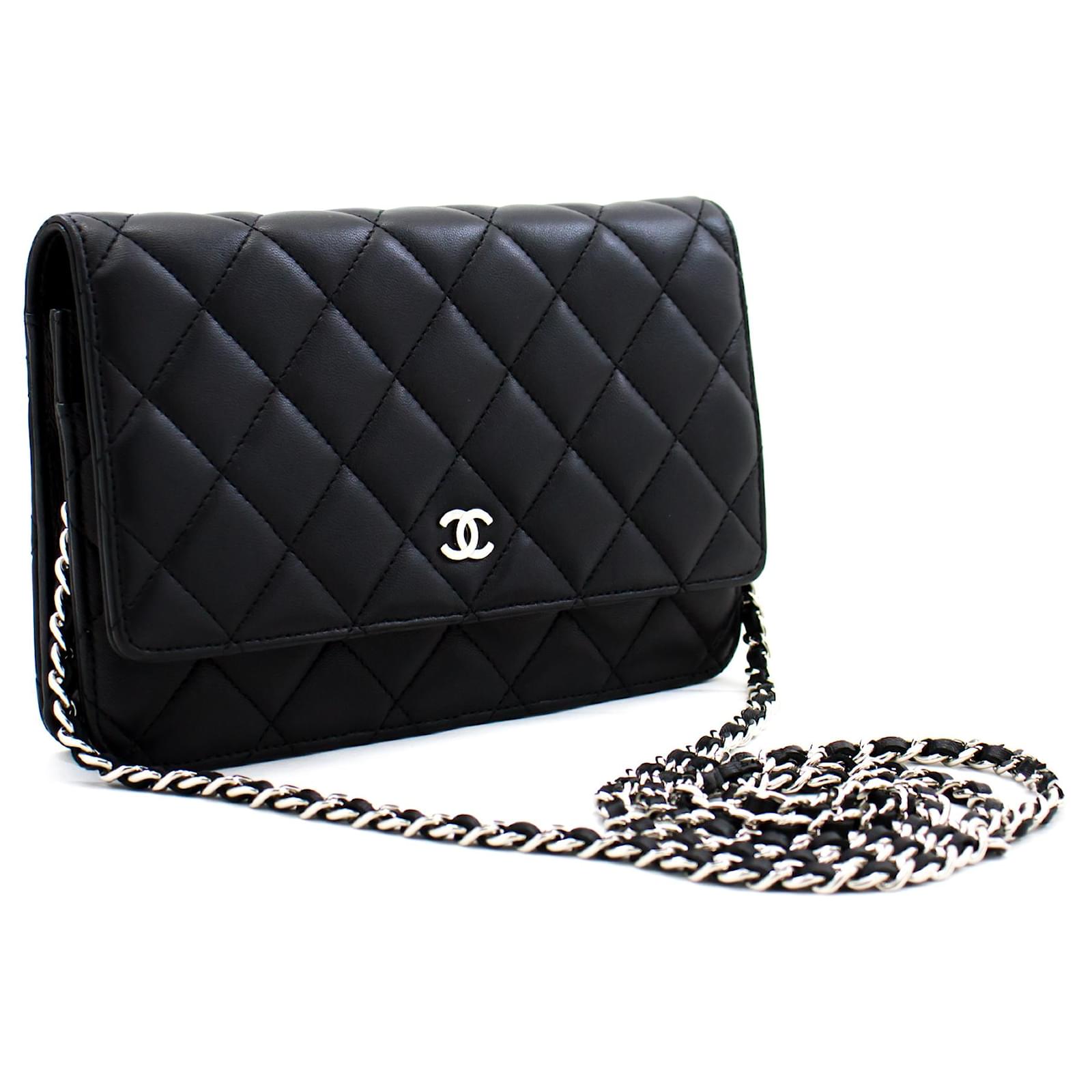 CHANEL Black Classic Wallet On Chain WOC Shoulder Bag Crossbody Leather ref.400994  - Joli Closet